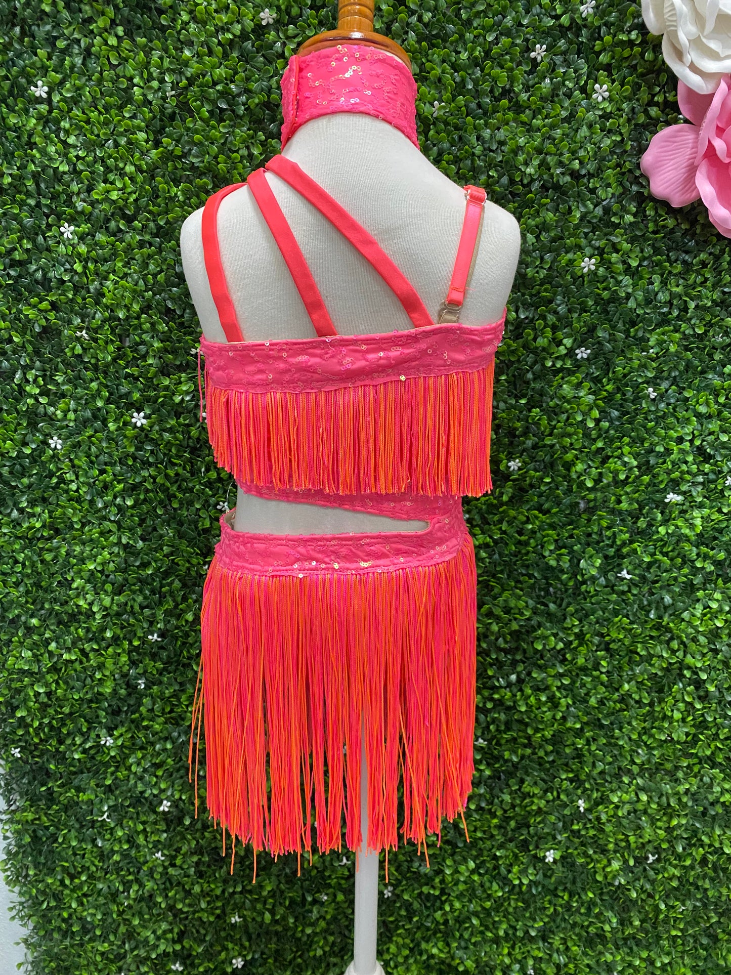 Child Medium Pink and Orange Fringe Costume