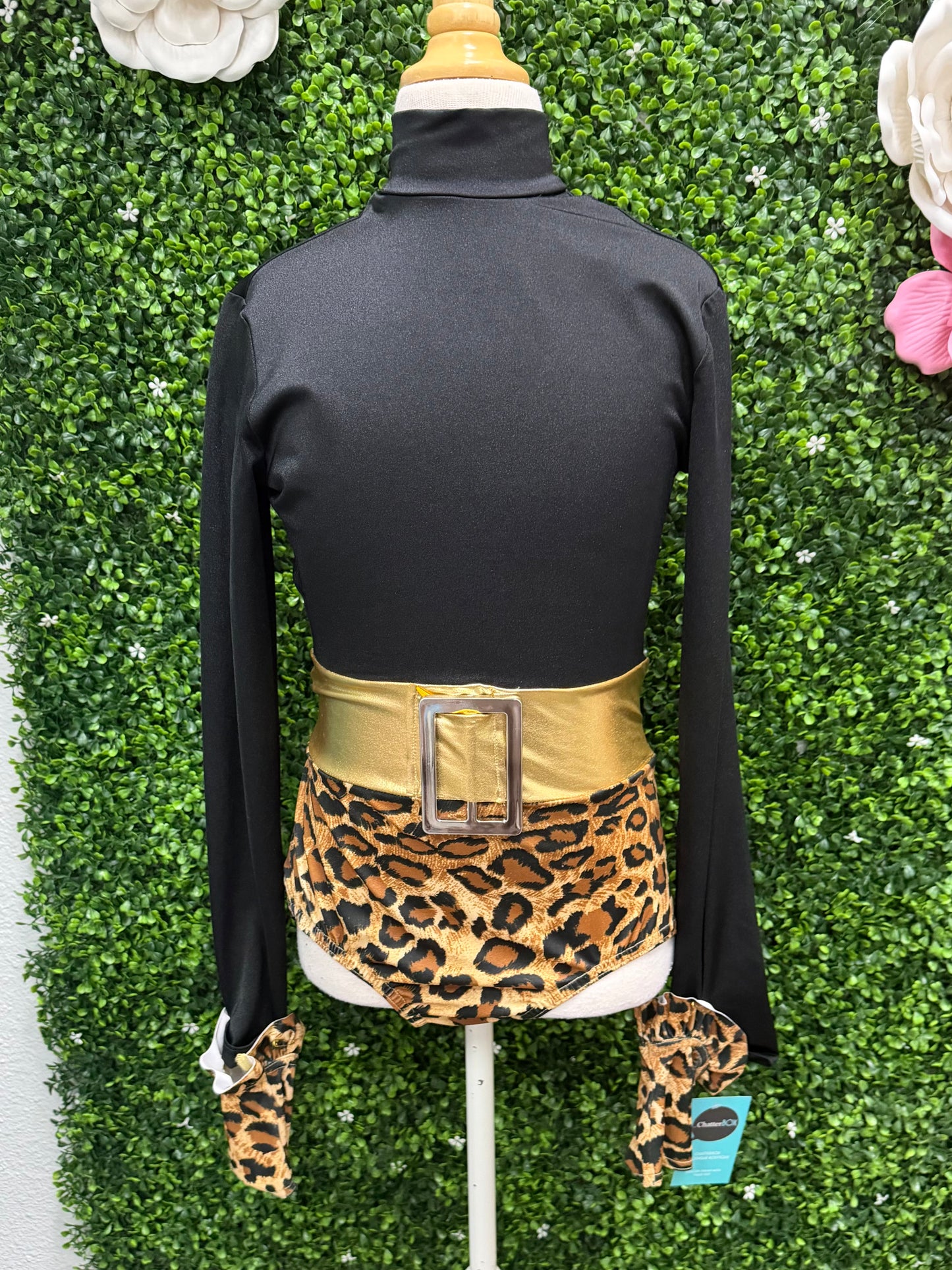 Adult Medium Black Leotard with Leopard Brief Costume