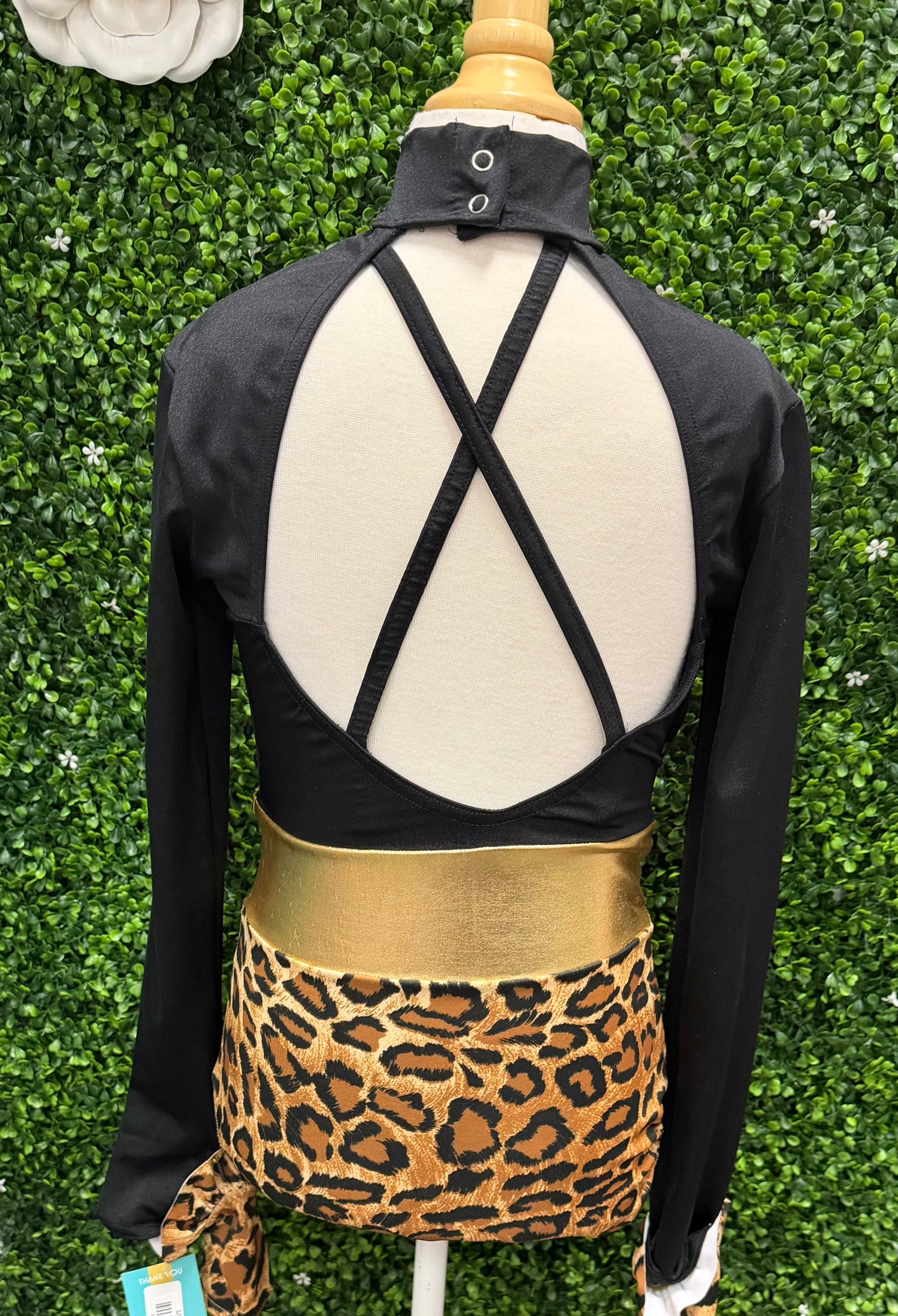 Adult Medium Black Leotard with Leopard Brief Costume