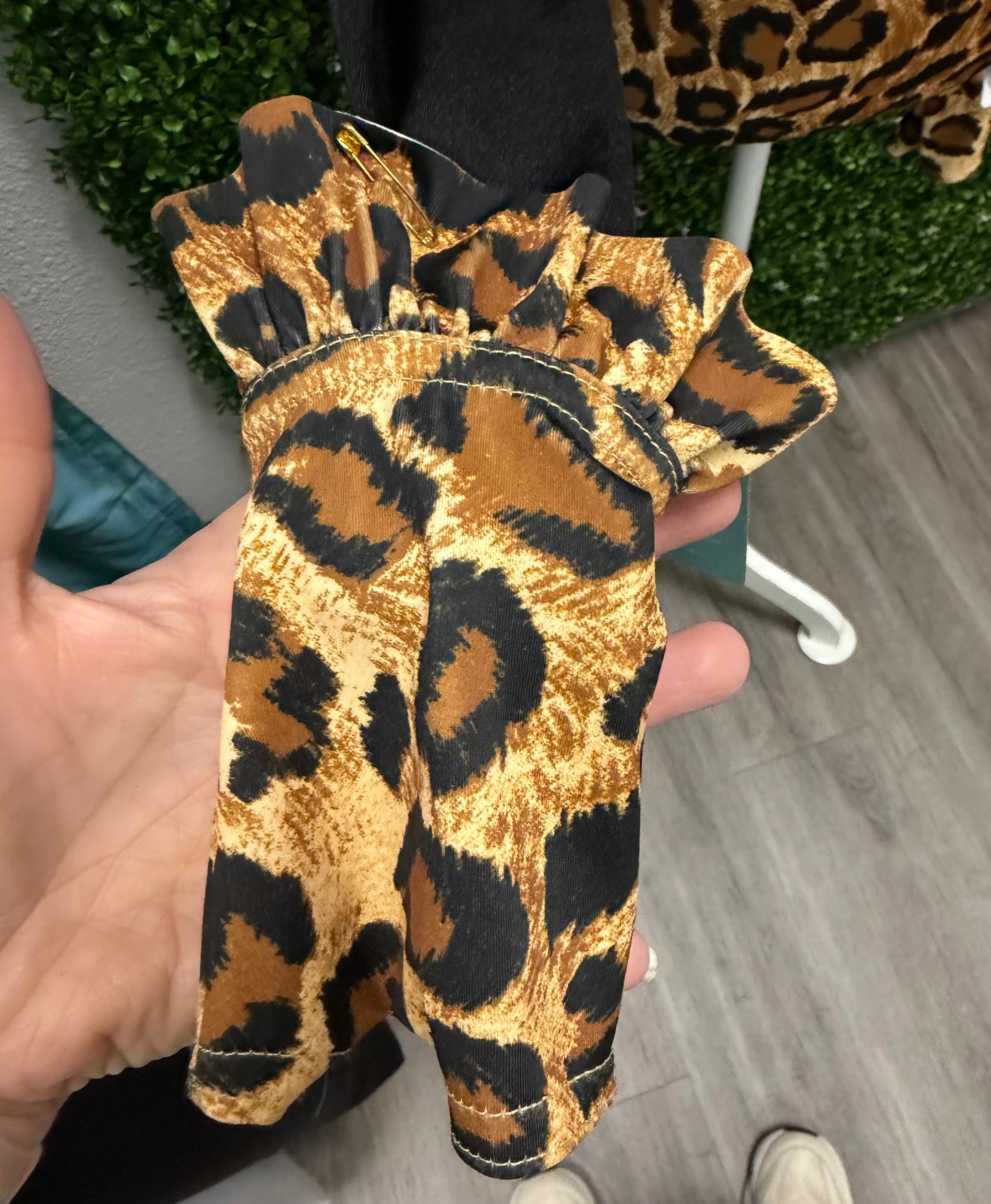 Adult Medium Black Leotard with Leopard Brief Costume