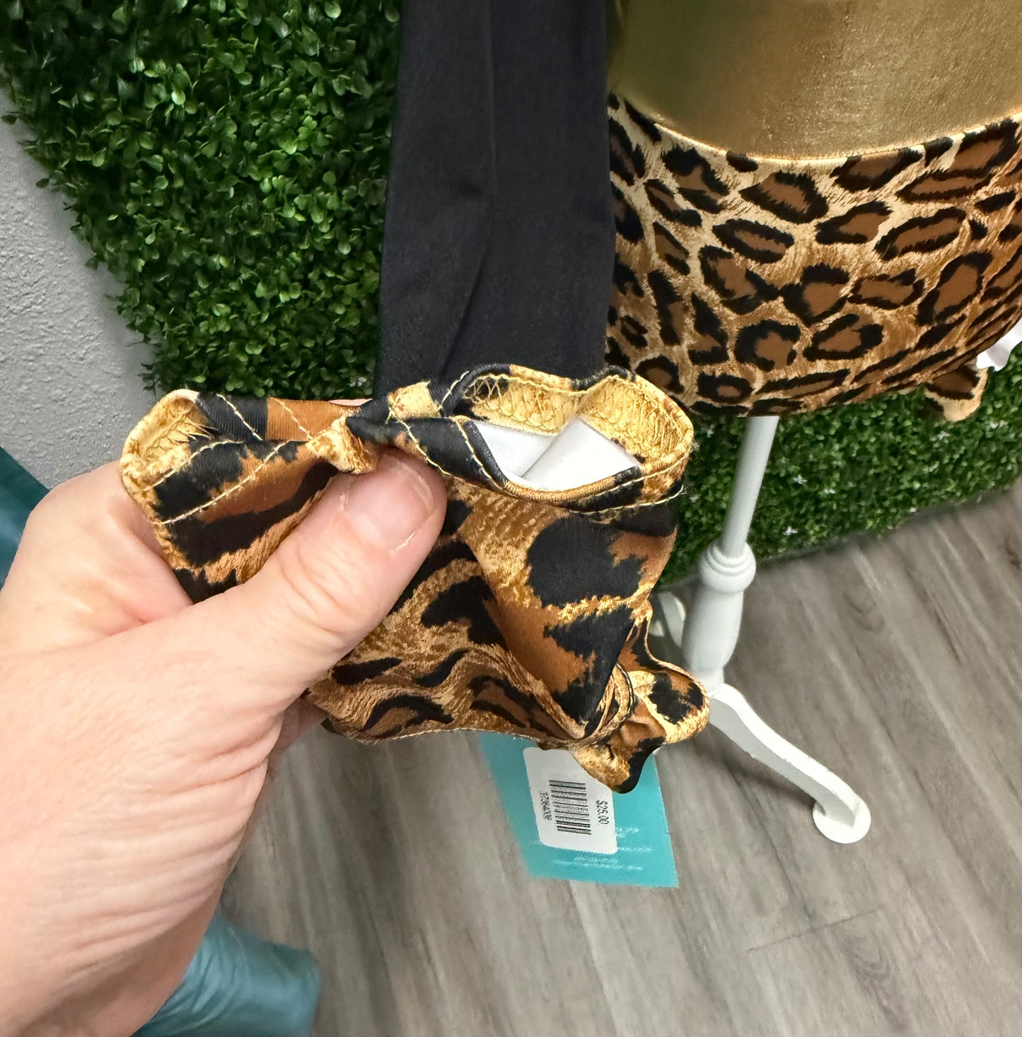 Adult Medium Black Leotard with Leopard Brief Costume