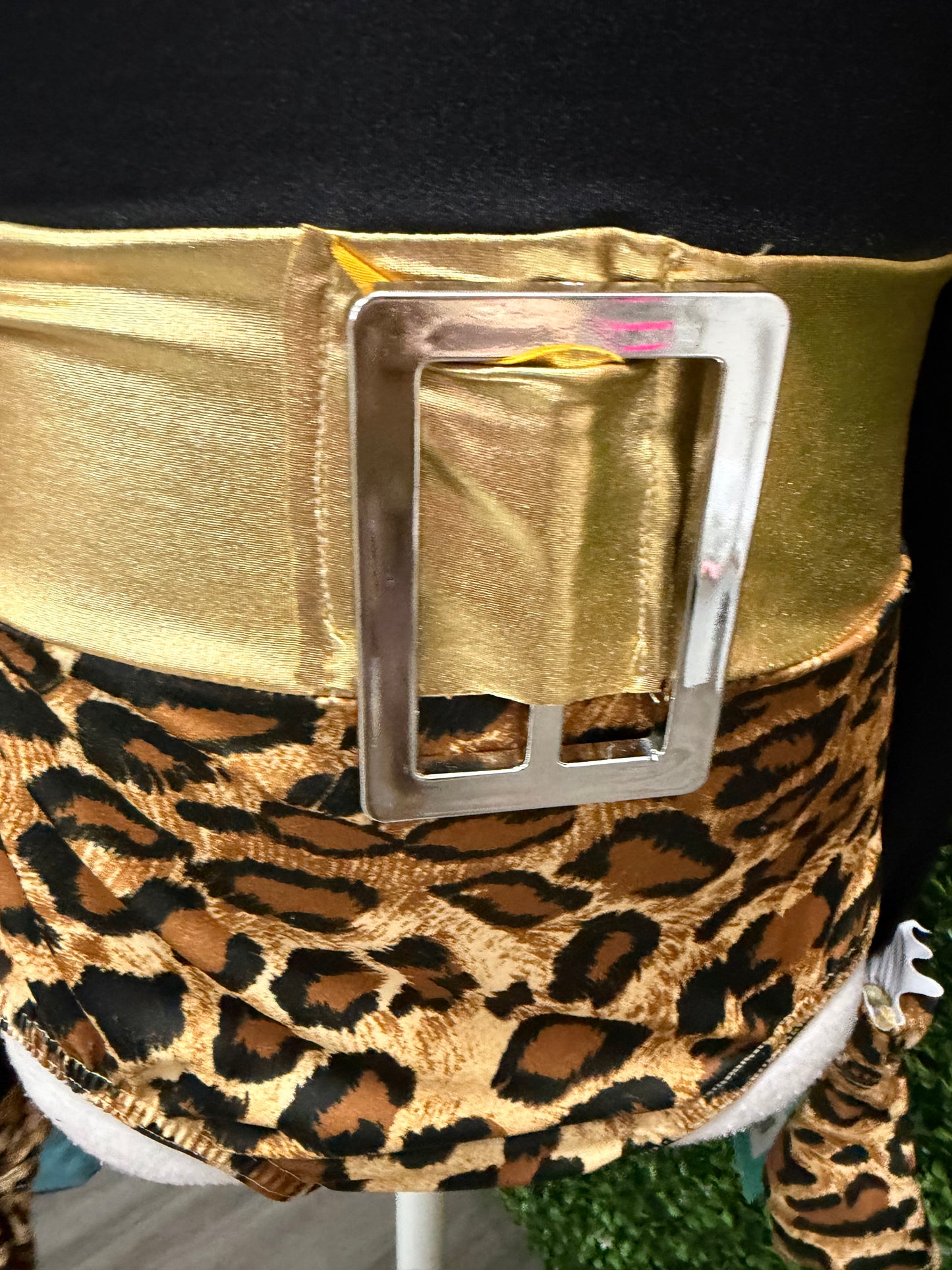 Adult Medium Black Leotard with Leopard Brief Costume