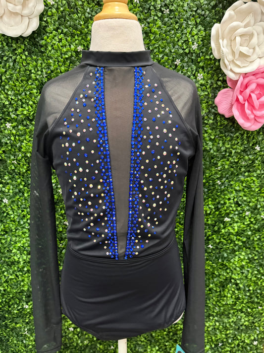 Adult Medium Black Leotard with Blue Stones
