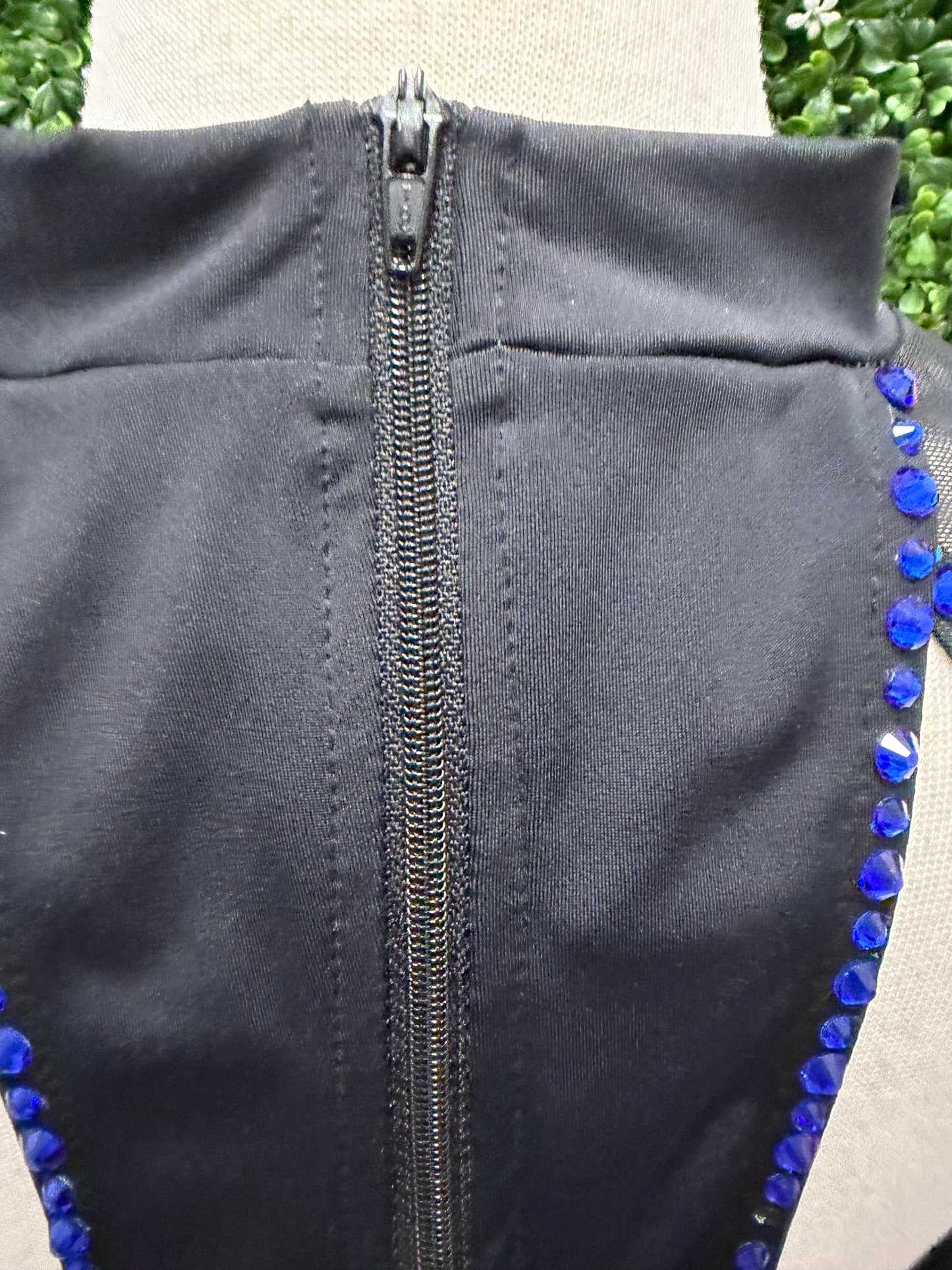 Adult Medium Black Leotard with Blue Stones