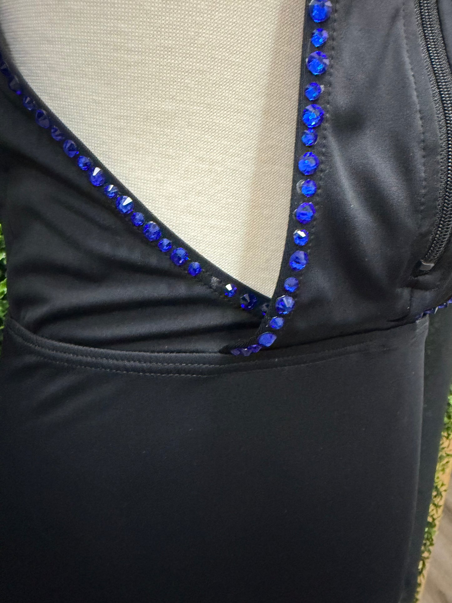 Adult Medium Black Leotard with Blue Stones