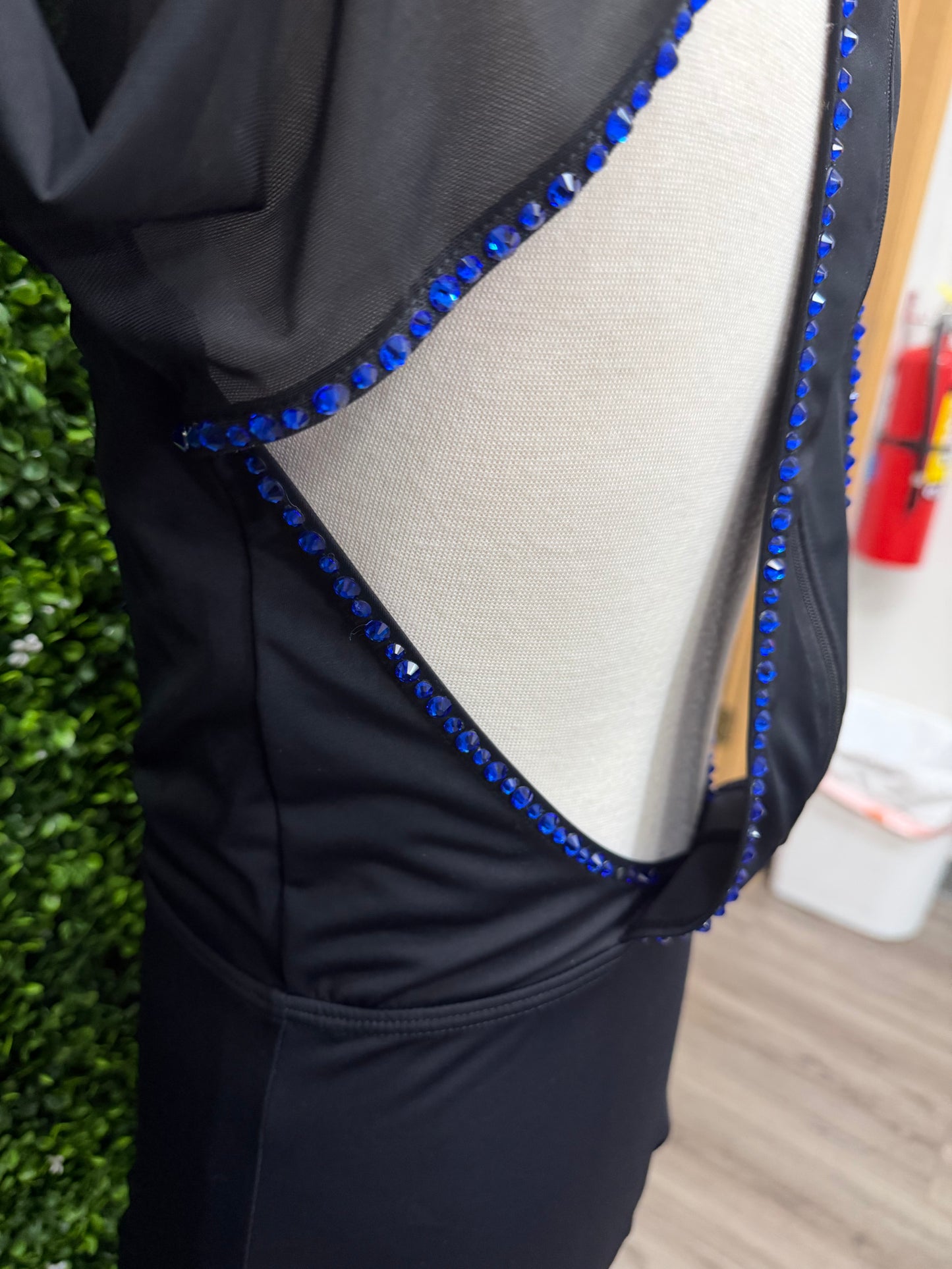 Adult Medium Black Leotard with Blue Stones