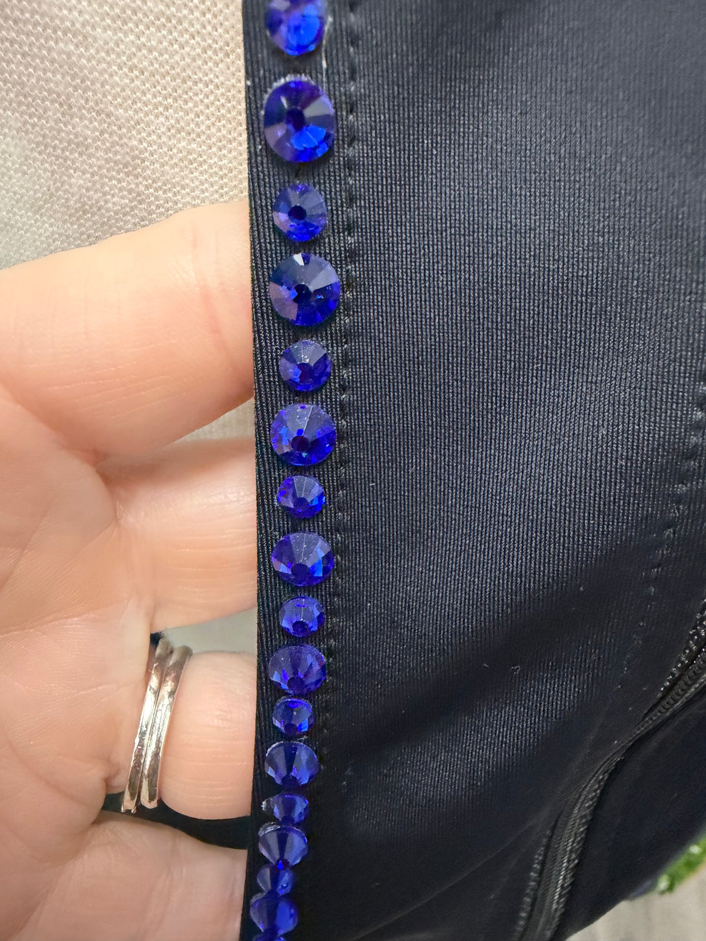 Adult Medium Black Leotard with Blue Stones