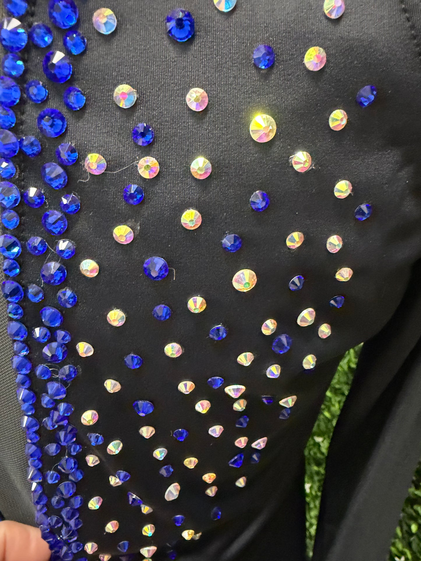 Adult Medium Black Leotard with Blue Stones