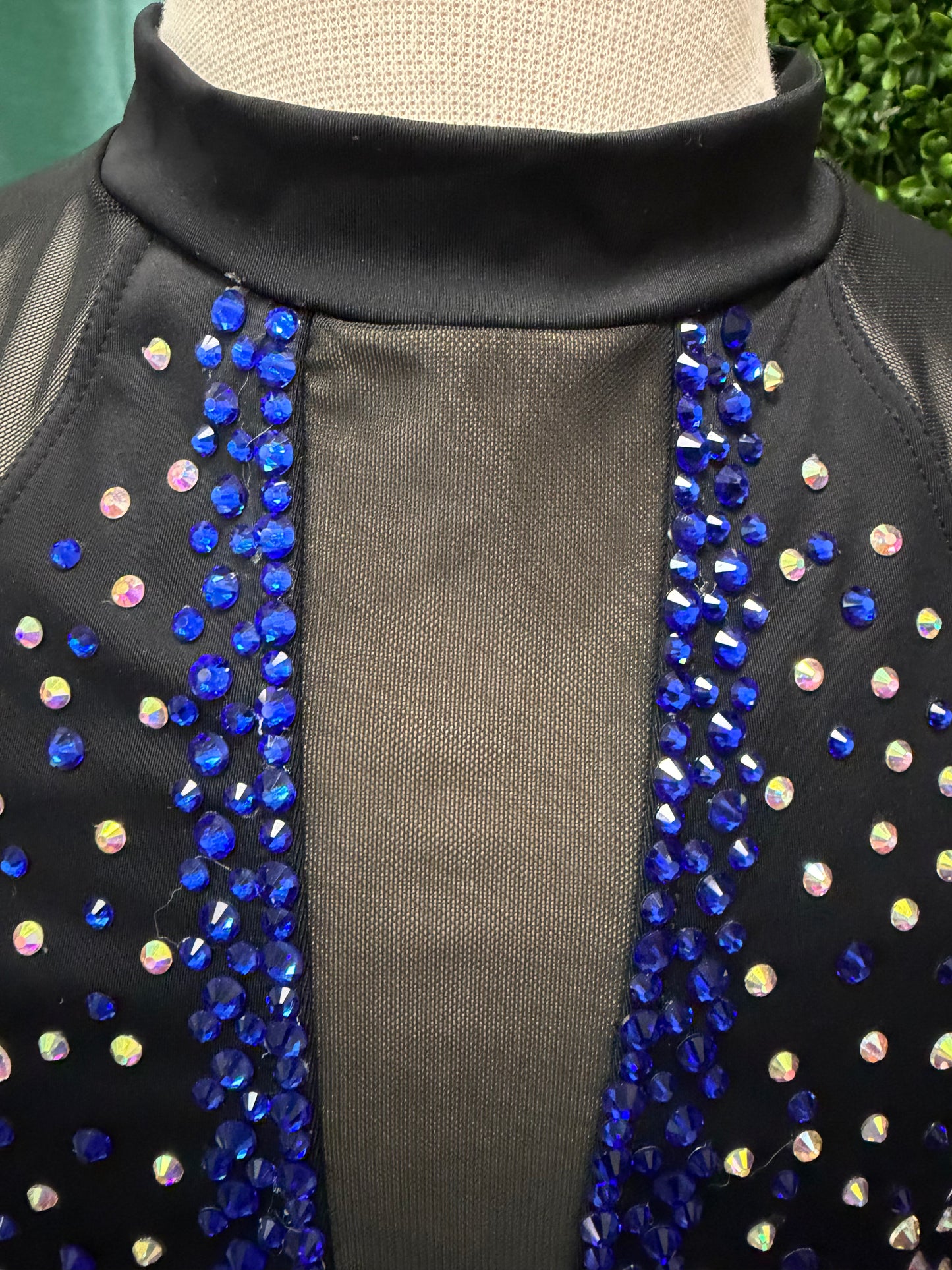 Adult Medium Black Leotard with Blue Stones