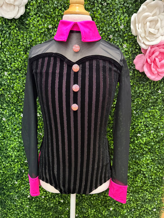 Adult Small Black and Pink Fringe Costume