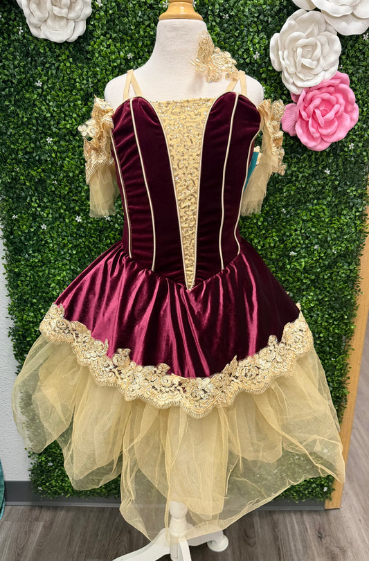 Adult Medium Maroon and Gold Ballet Costume