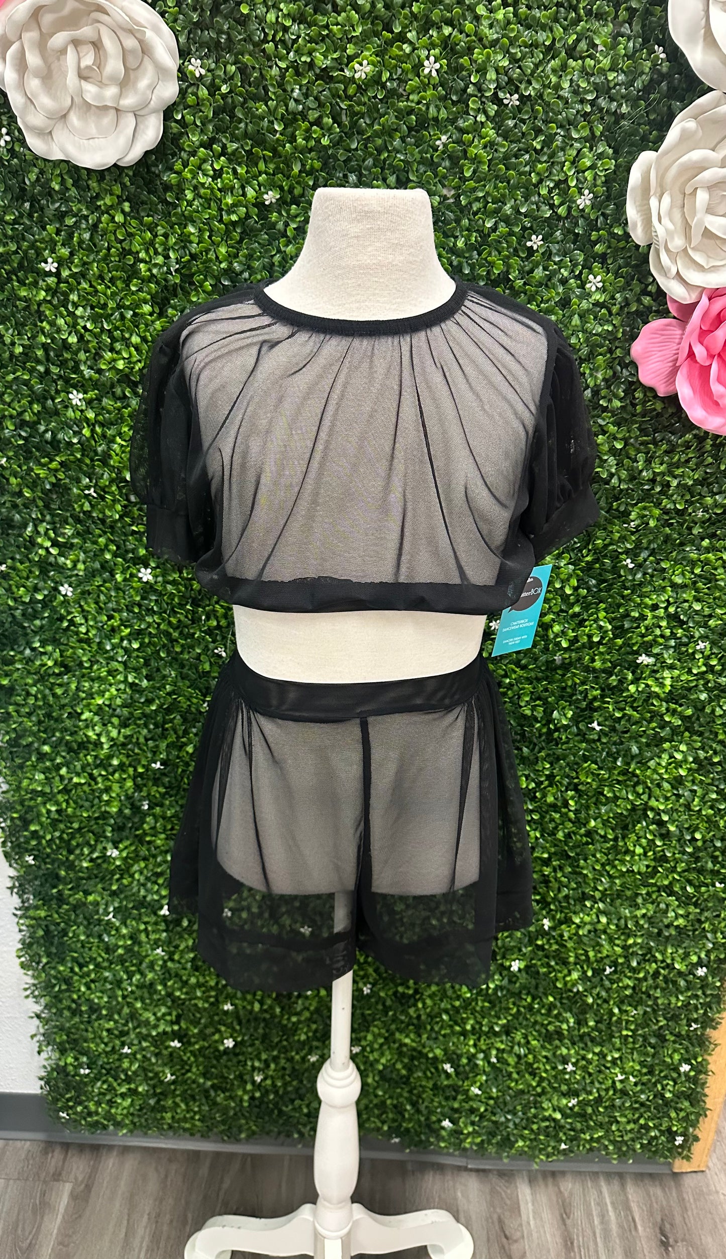 Adult Small Black Mesh 2 Piece