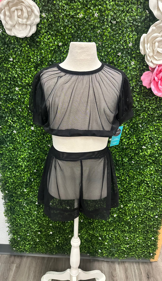 Adult Small Black Mesh 2 Piece