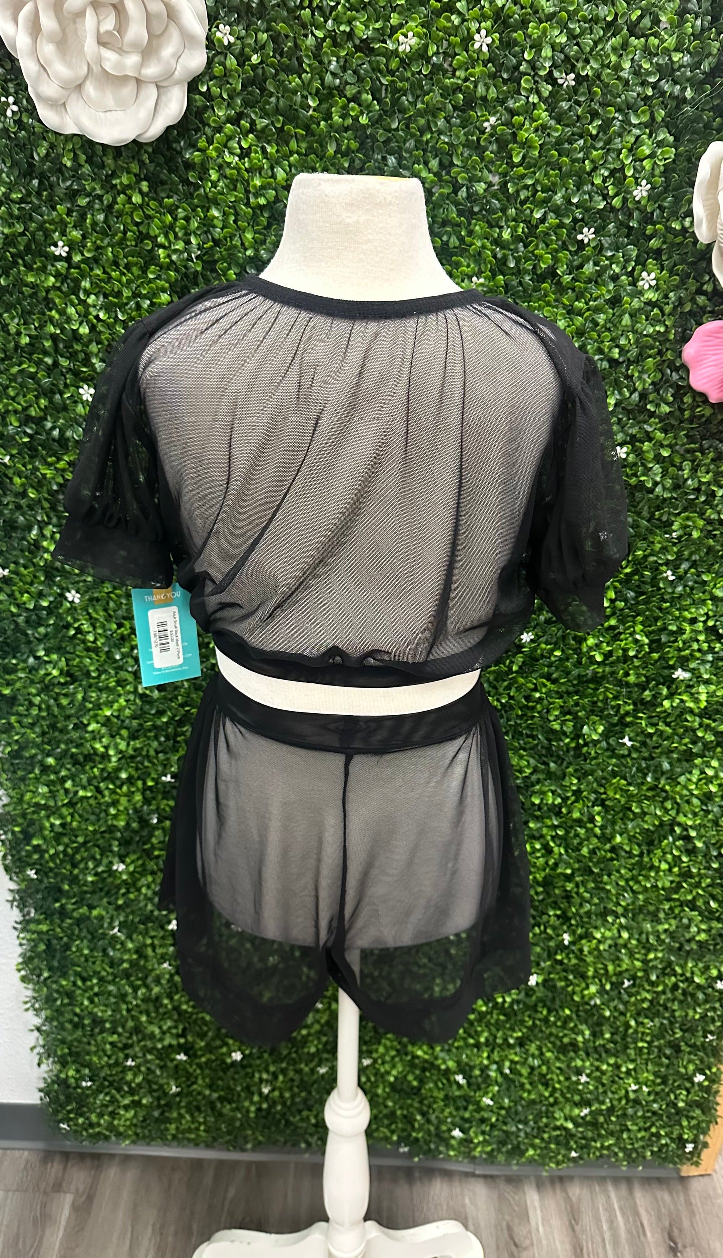 Adult Small Black Mesh 2 Piece