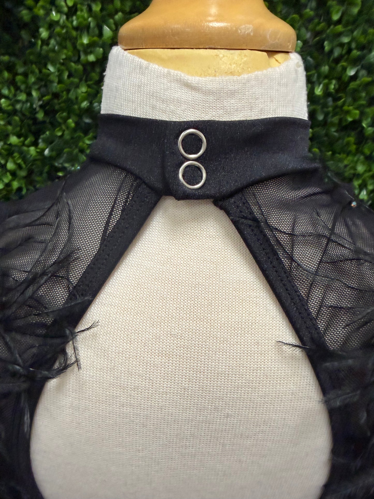 Child Large Black Leotard with Feathers