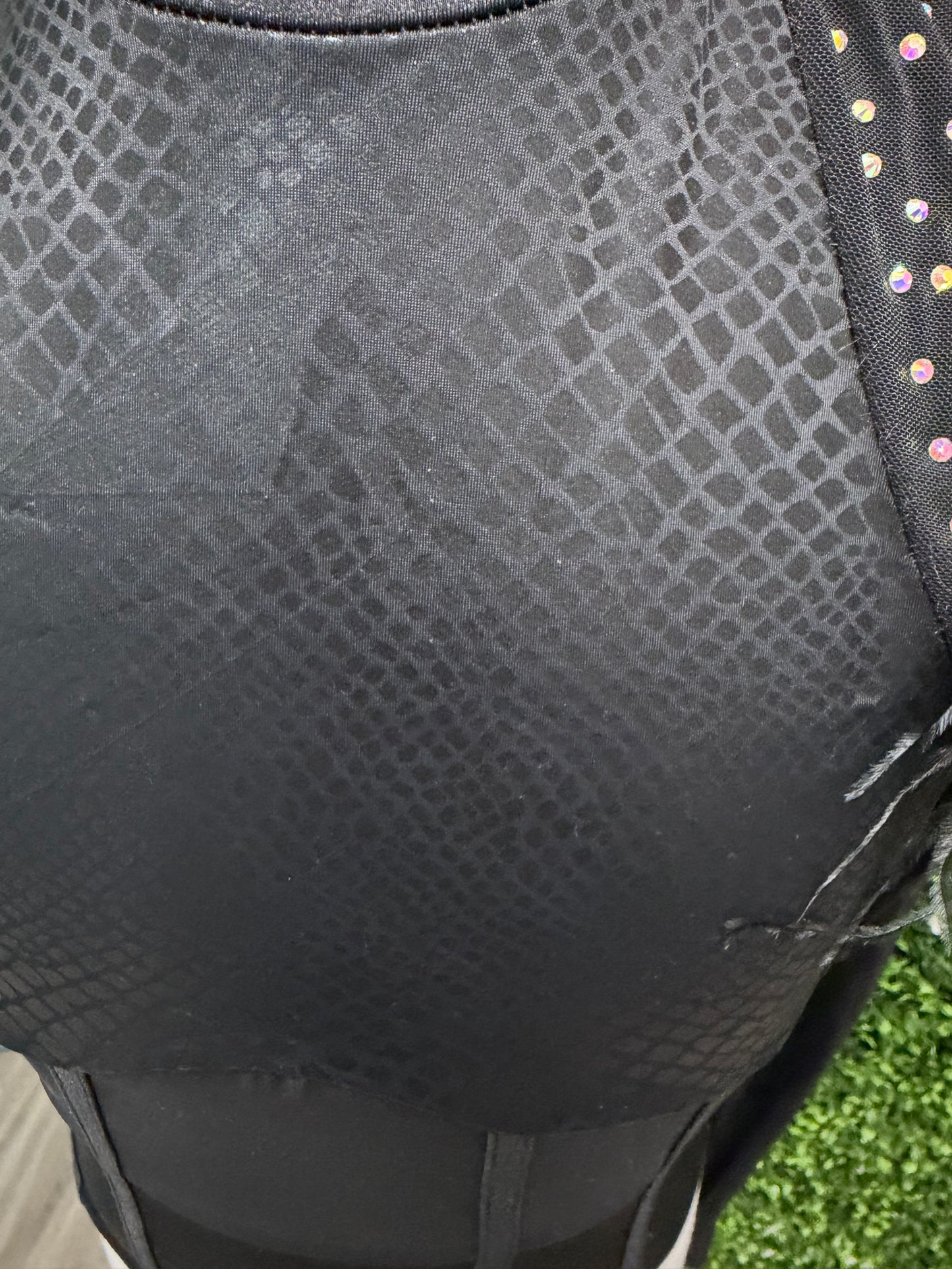 Child Large Black Leotard with Feathers