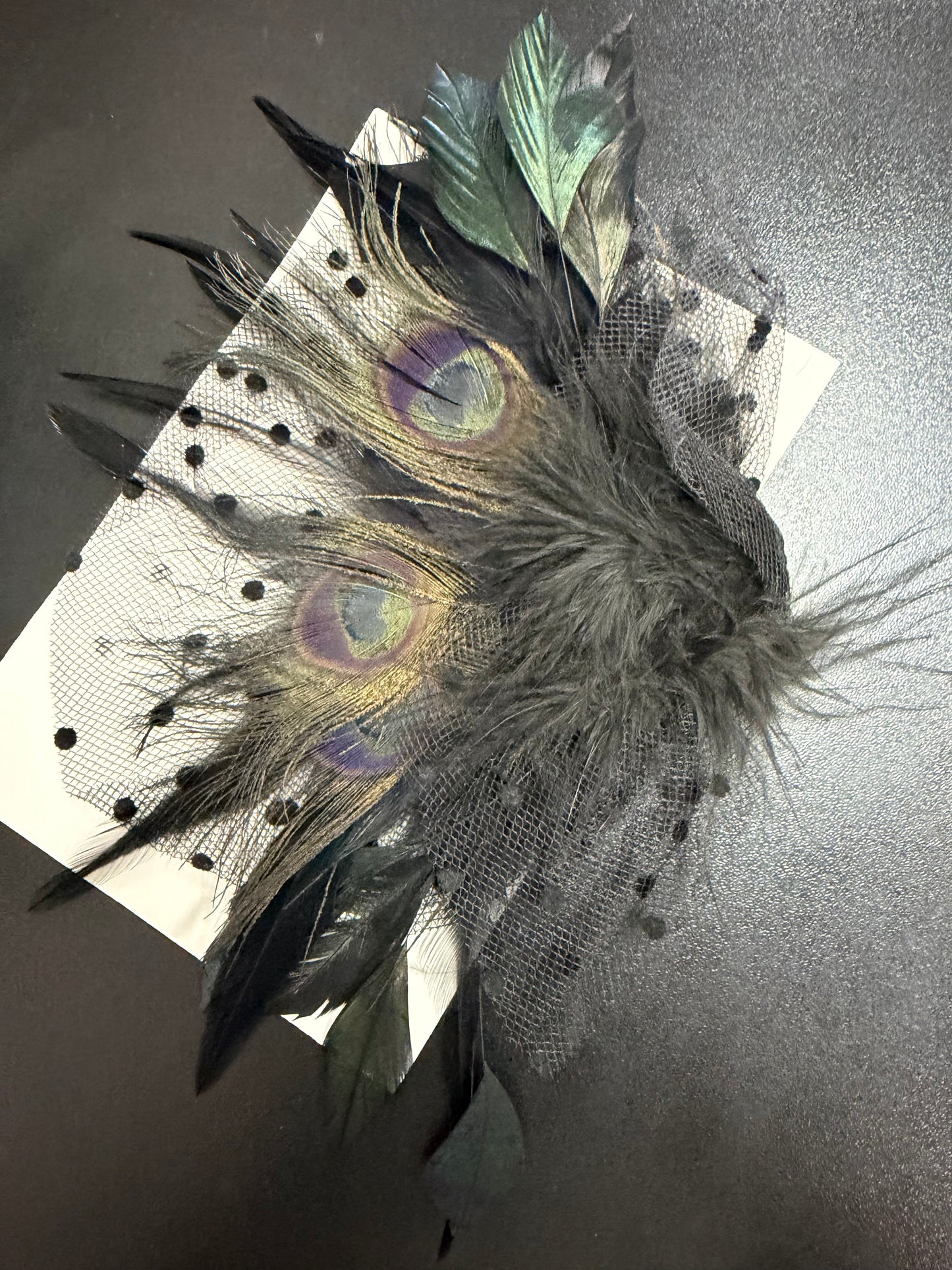 Child Large Black Leotard with Feathers