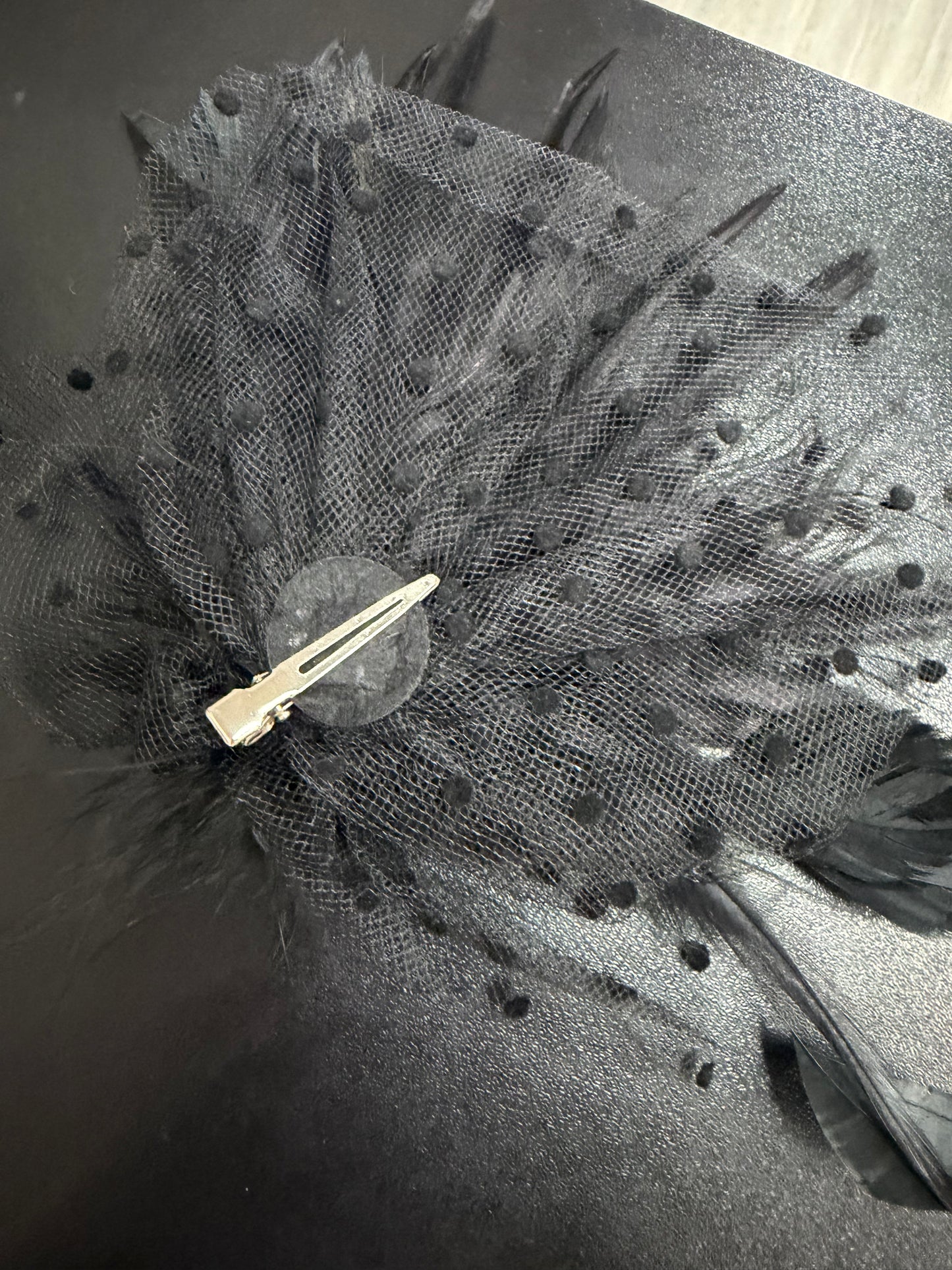 Child Large Black Leotard with Feathers