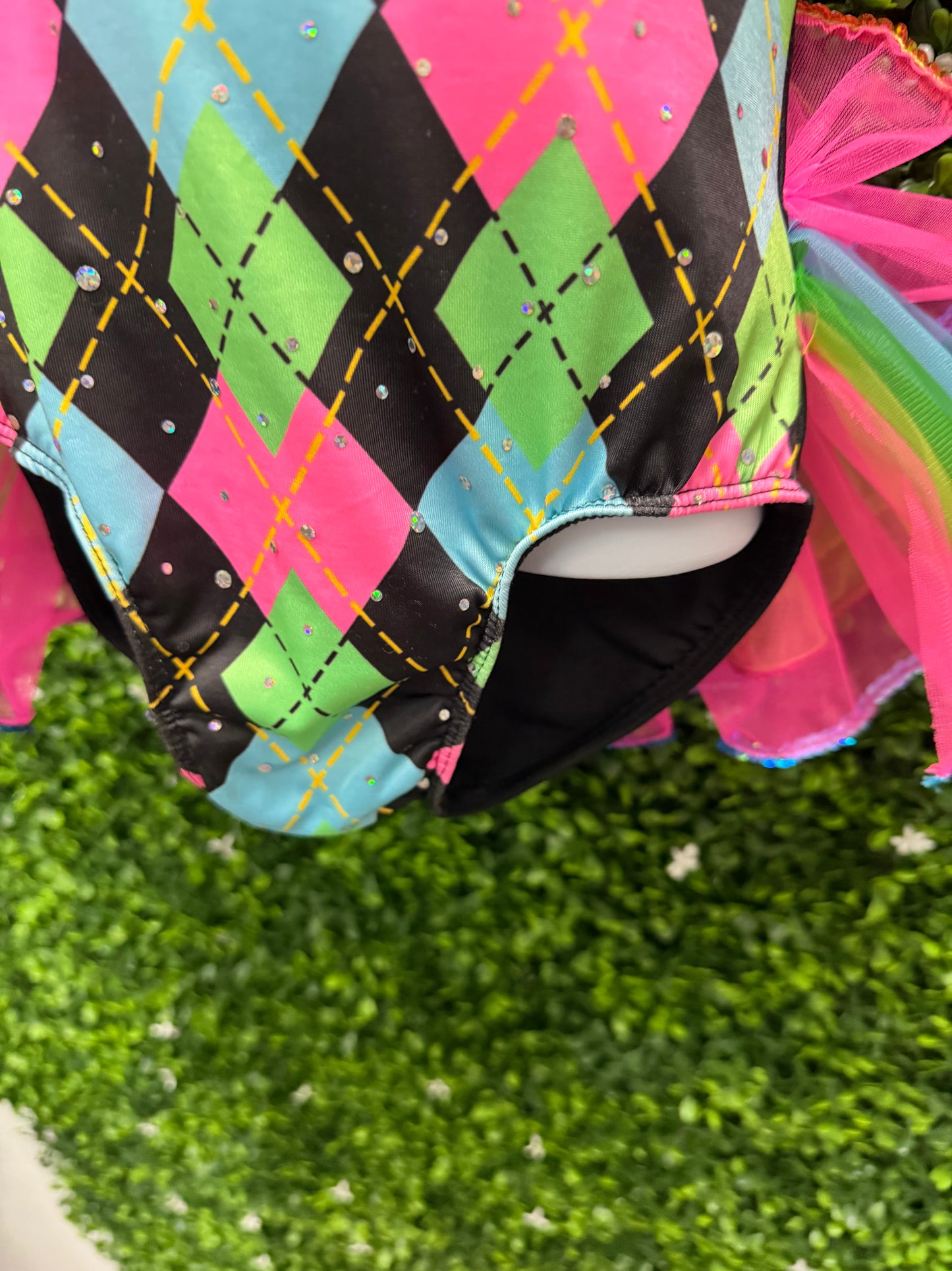 Child Small Pink Black Leo w/ Back Skirt Costume