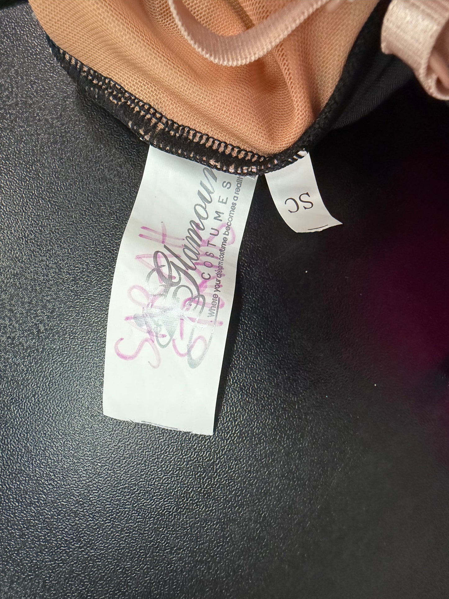 Child Small Pink Black Leo w/ Back Skirt Costume