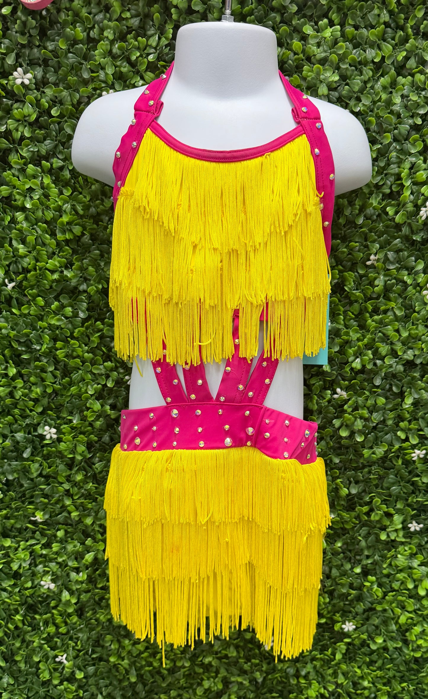 Child Medium Yellow Fringe Pink Costume