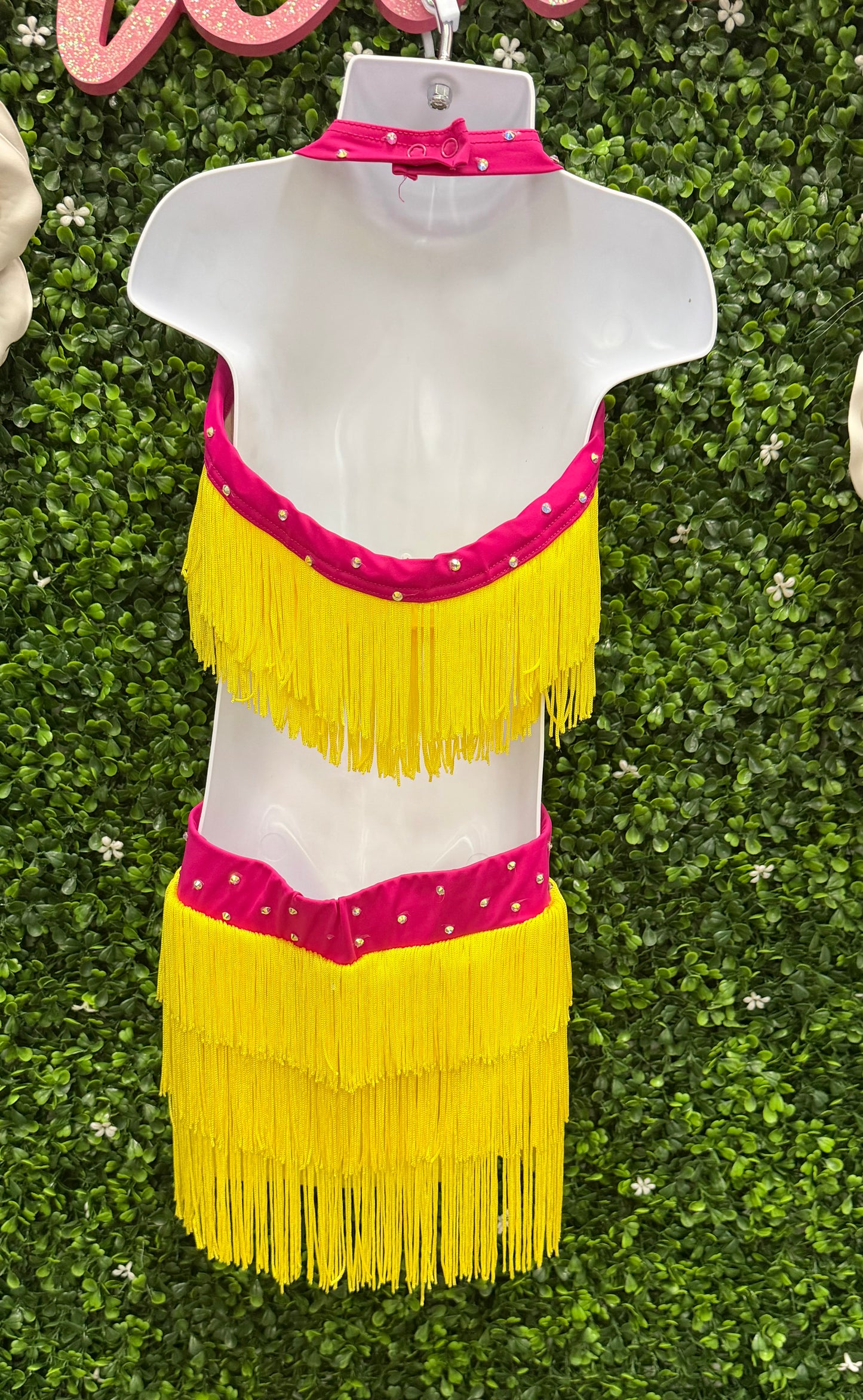 Child Medium Yellow Fringe Pink Costume