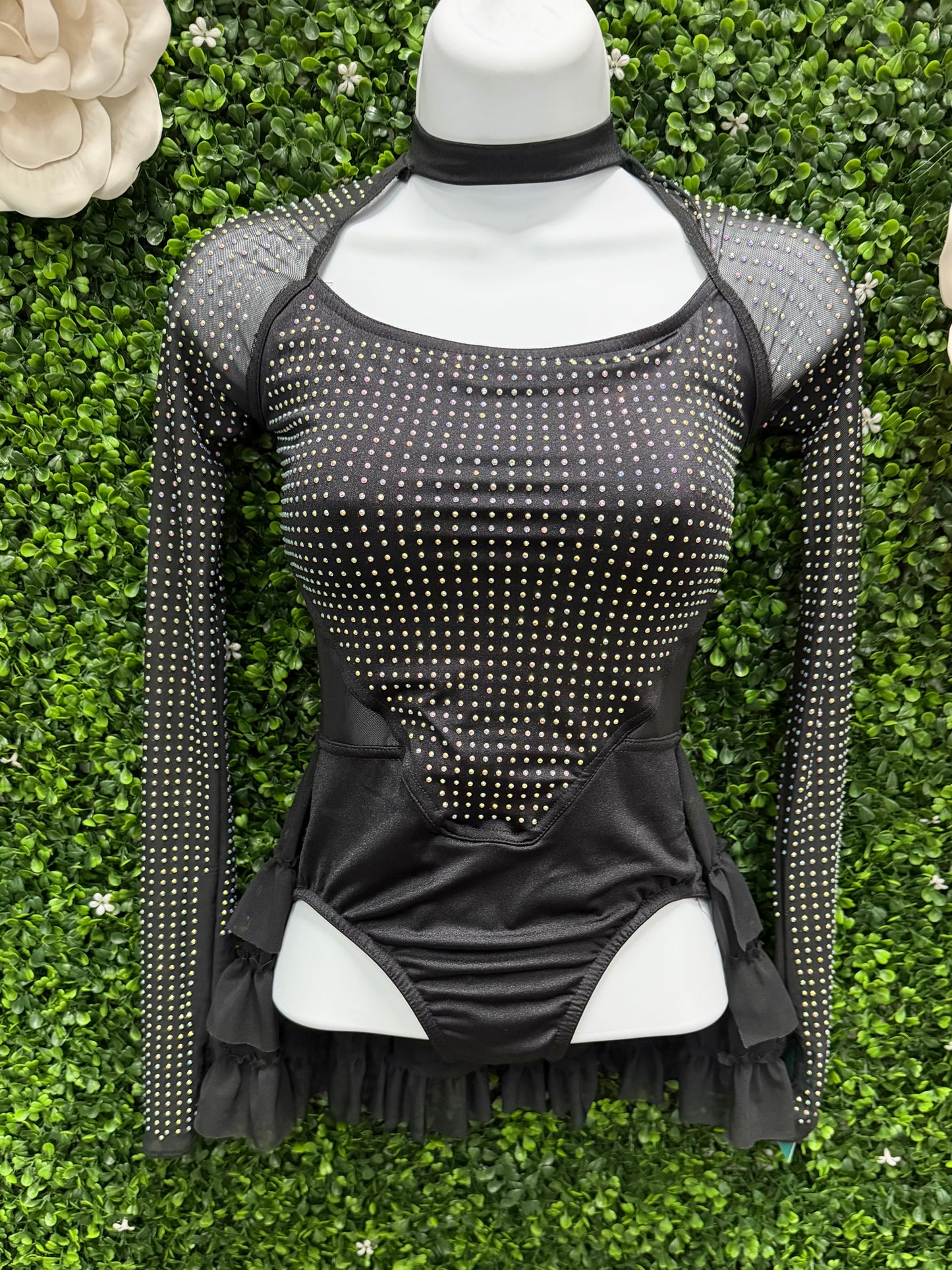 Child Medium Black Stone Leotard with Skirt Costume