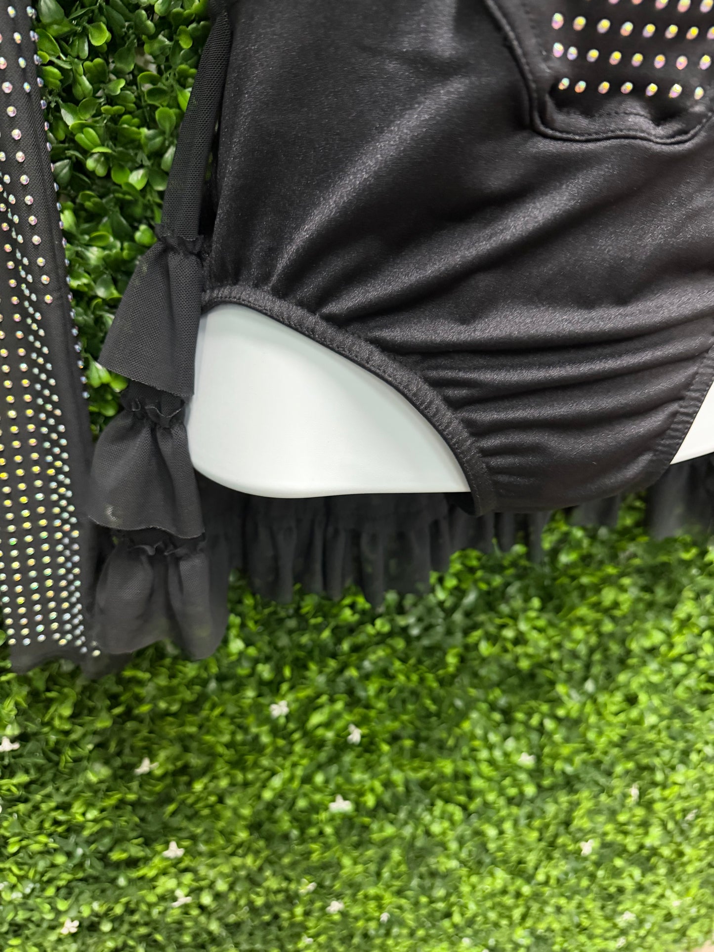 Child Medium Black Stone Leotard with Skirt Costume