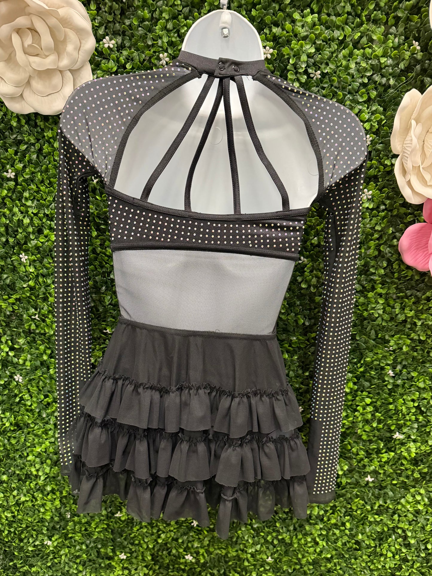 Child Medium Black Stone Leotard with Skirt Costume