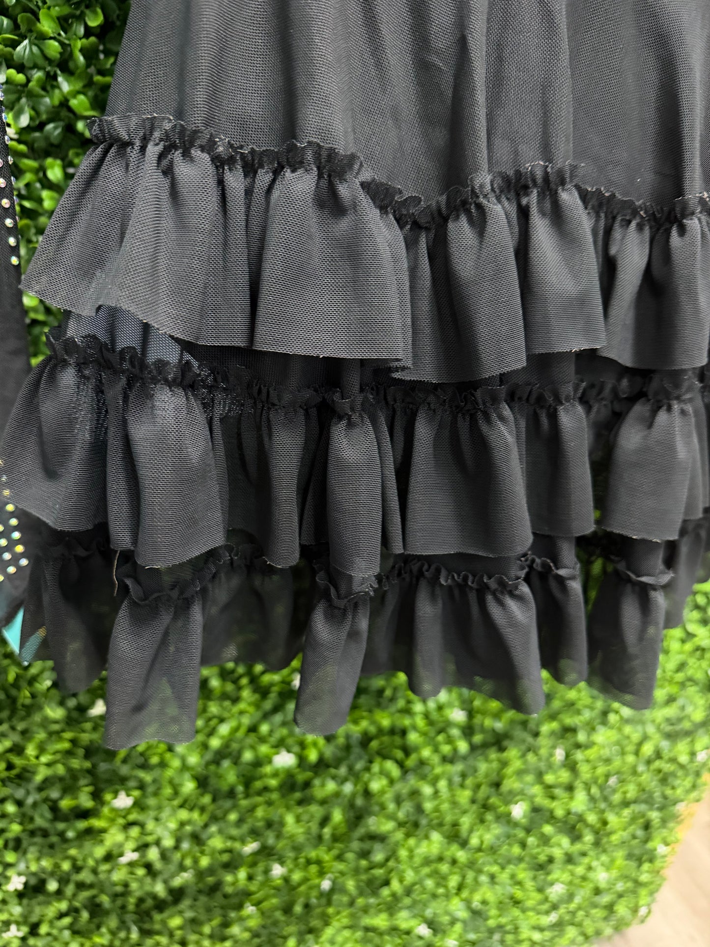 Child Medium Black Stone Leotard with Skirt Costume