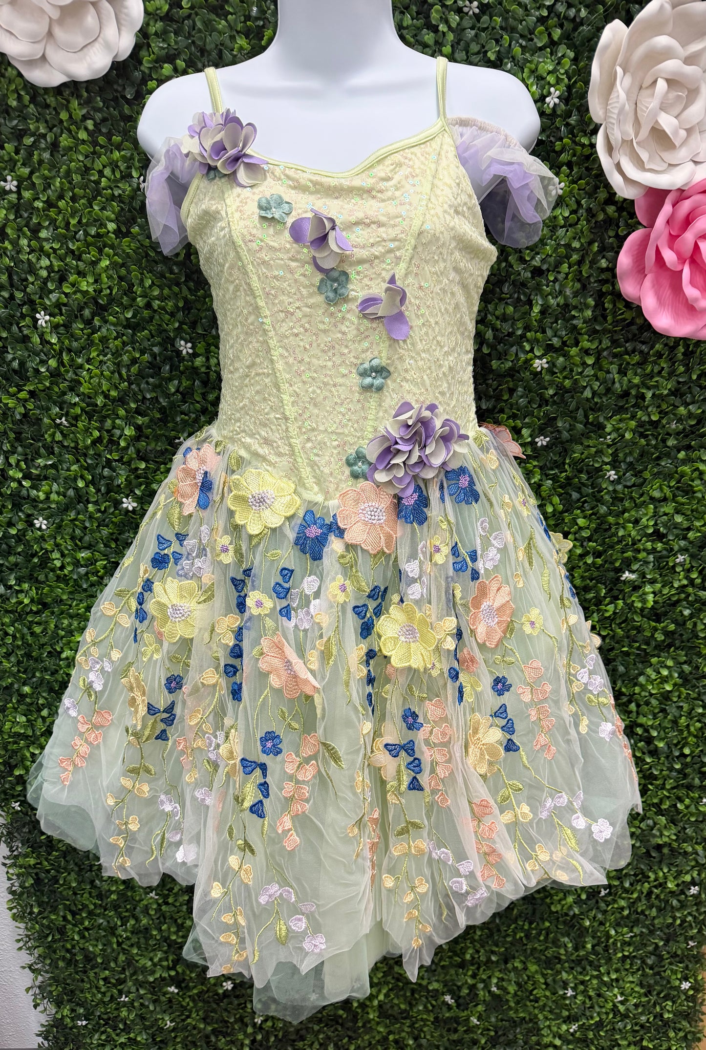 Child X-Large Green and Lavender Ballet Costume