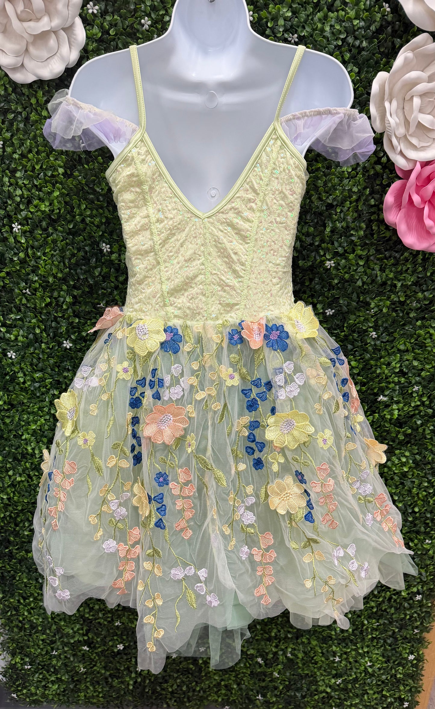 Child X-Large Green and Lavender Ballet Costume