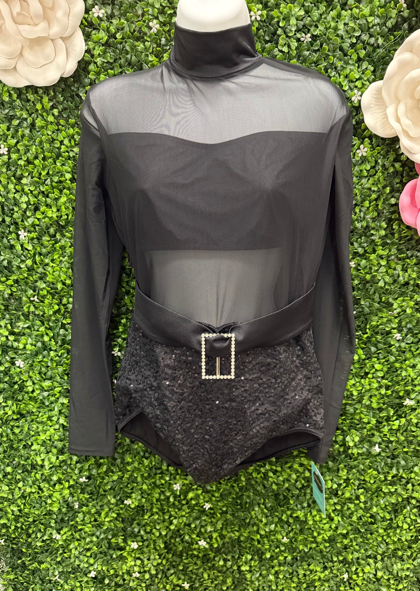 Adult Large Black Leo with Sequin Bottoms Costume