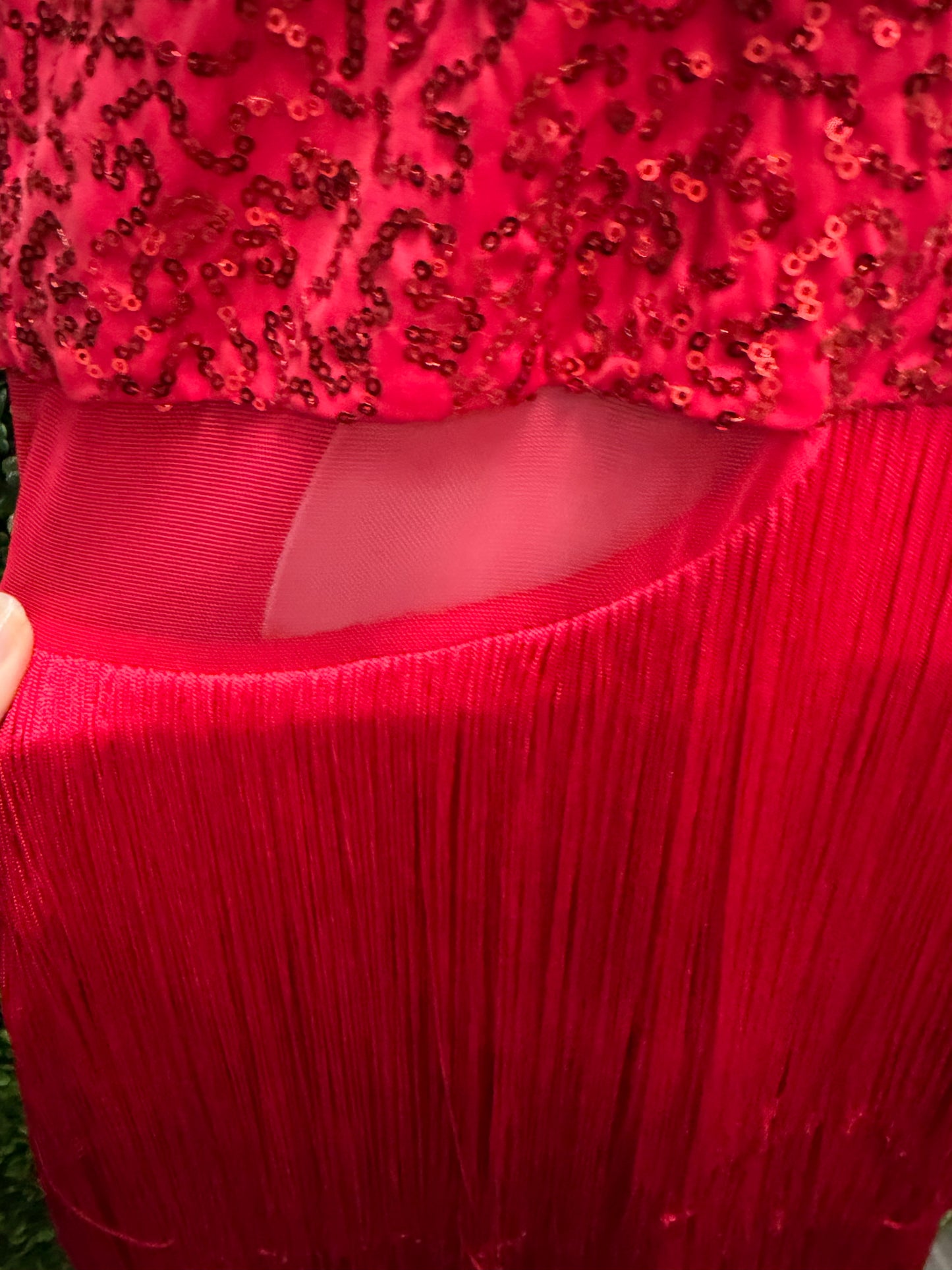 Adult X-Large Red Sequin Fringe Dress