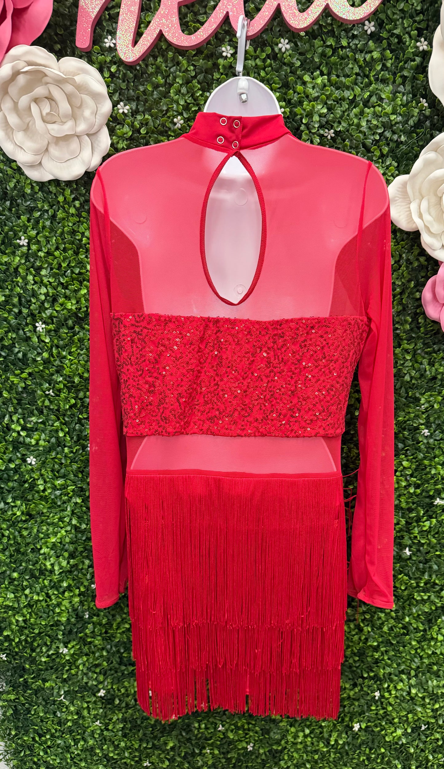 Adult X-Large Red Sequin Fringe Dress