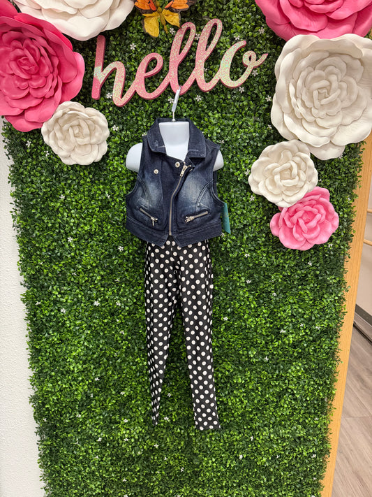 Child Small Denim Vest with Polkadot Pants Costume