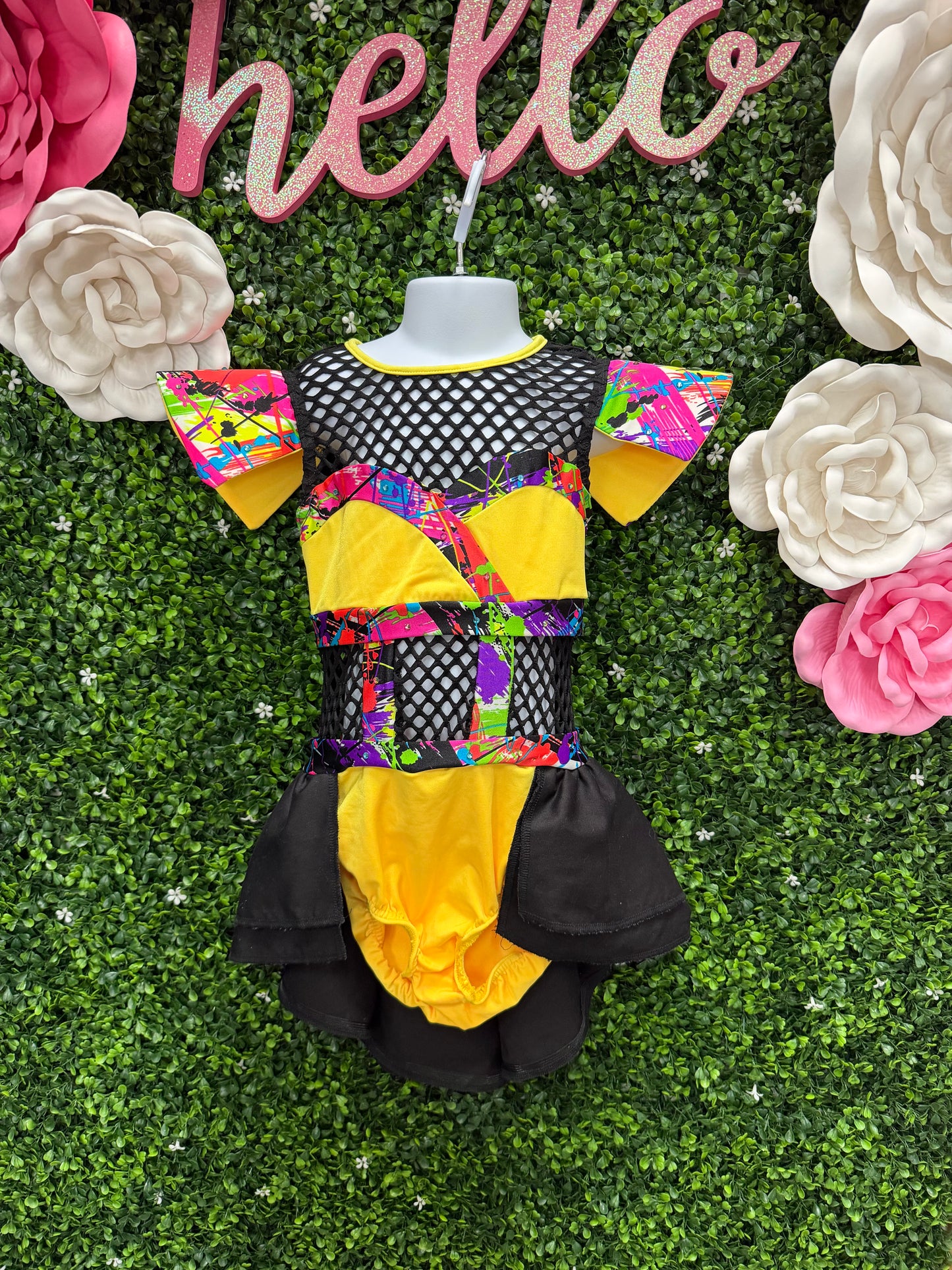 Child Medium Yellow Black Splatter Costume