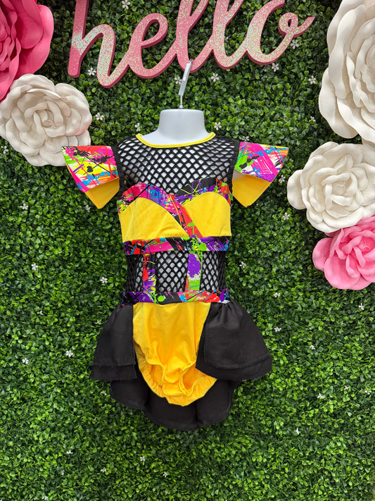 Child Medium Yellow Black Splatter Costume