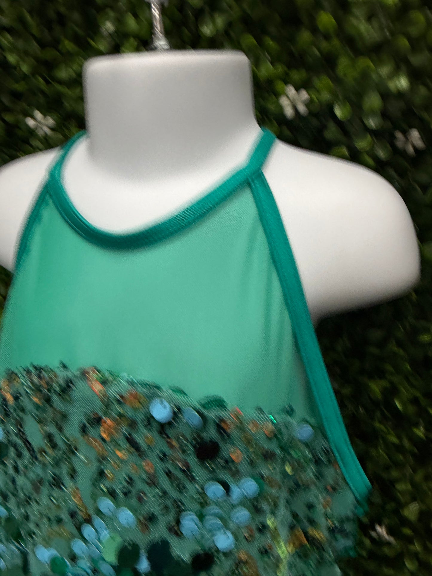 Child Large Teal Sequin Costume with Skirt