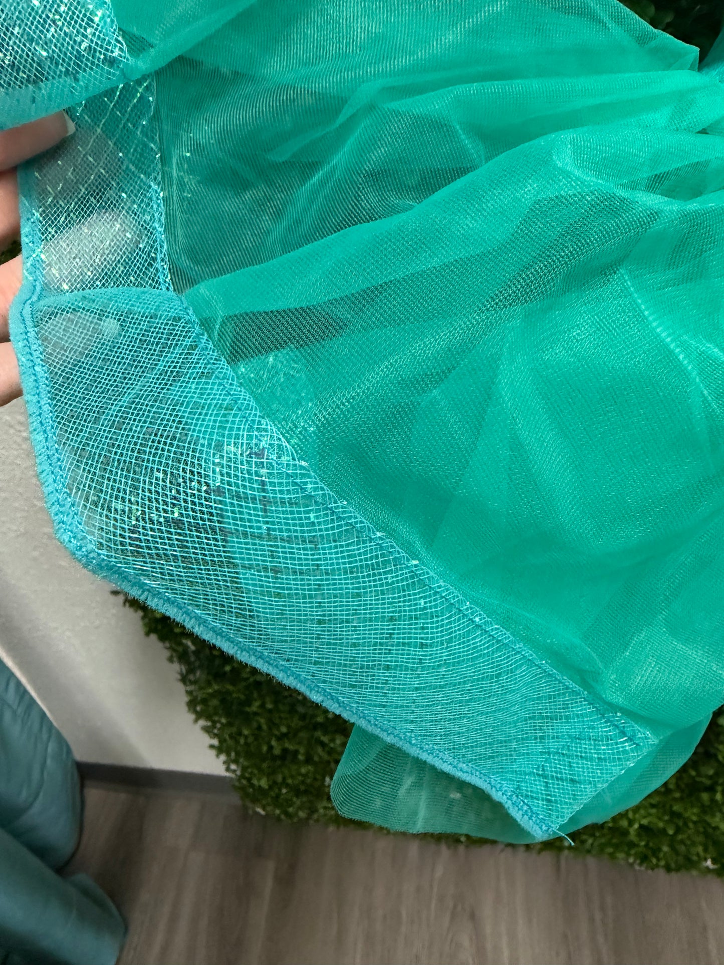 Child Large Teal Sequin Costume with Skirt