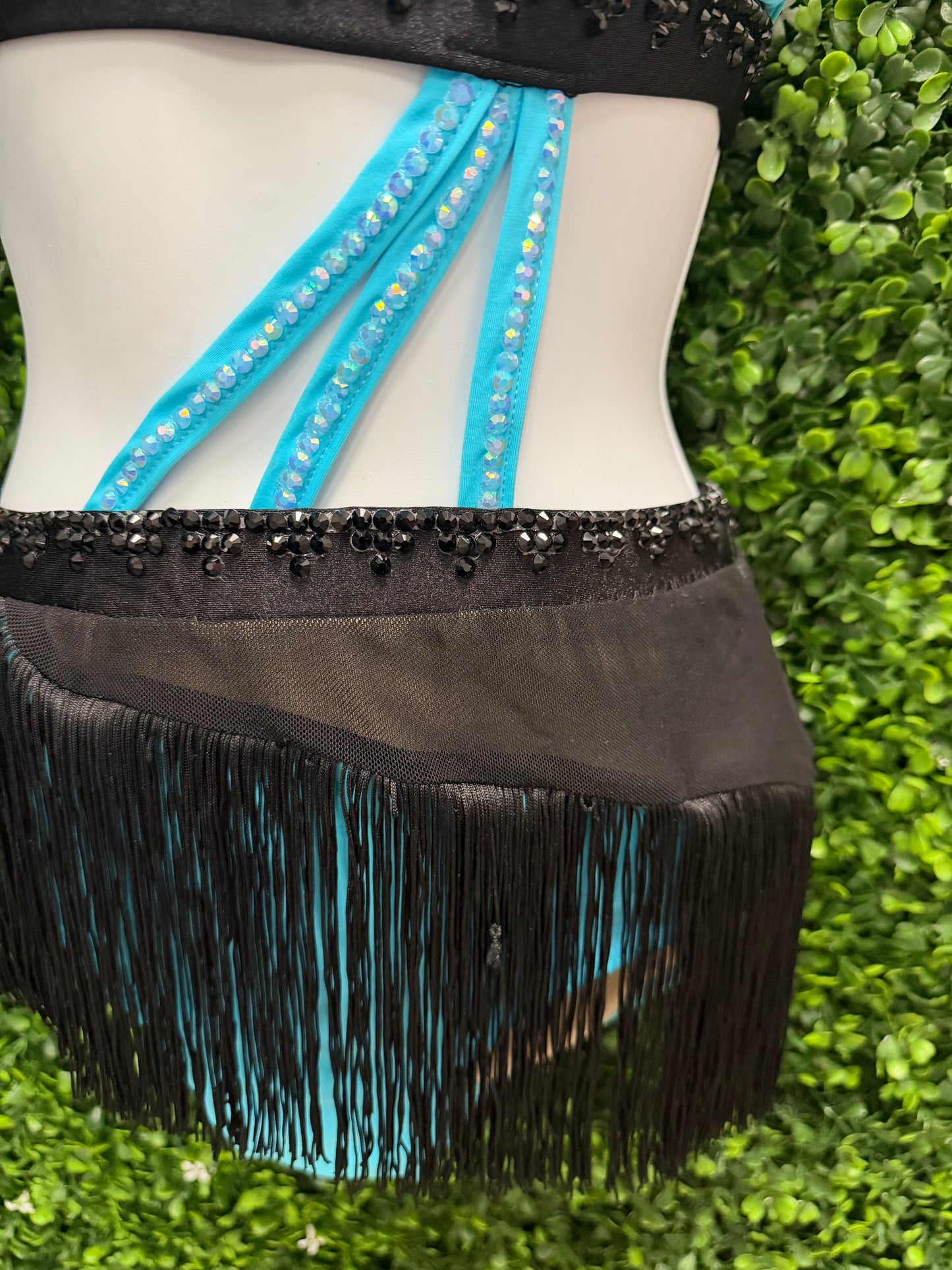 Adult Small Blue and Black Fringe Costume
