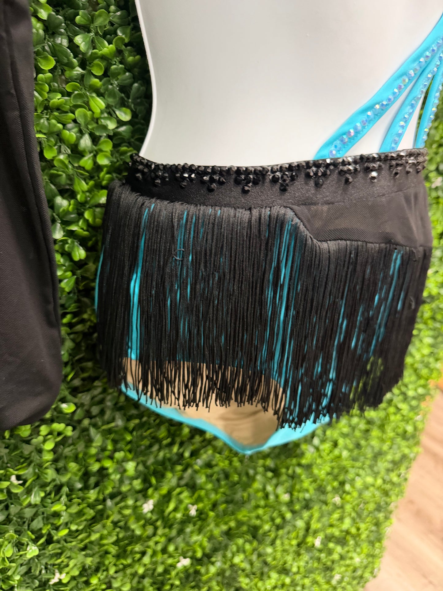 Adult Small Blue and Black Fringe Costume