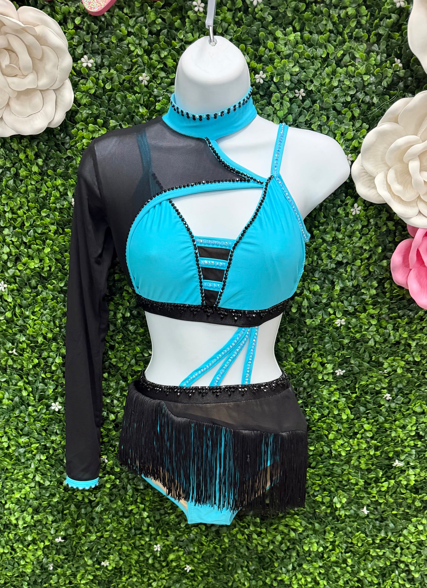 Adult Small Blue and Black Fringe Costume