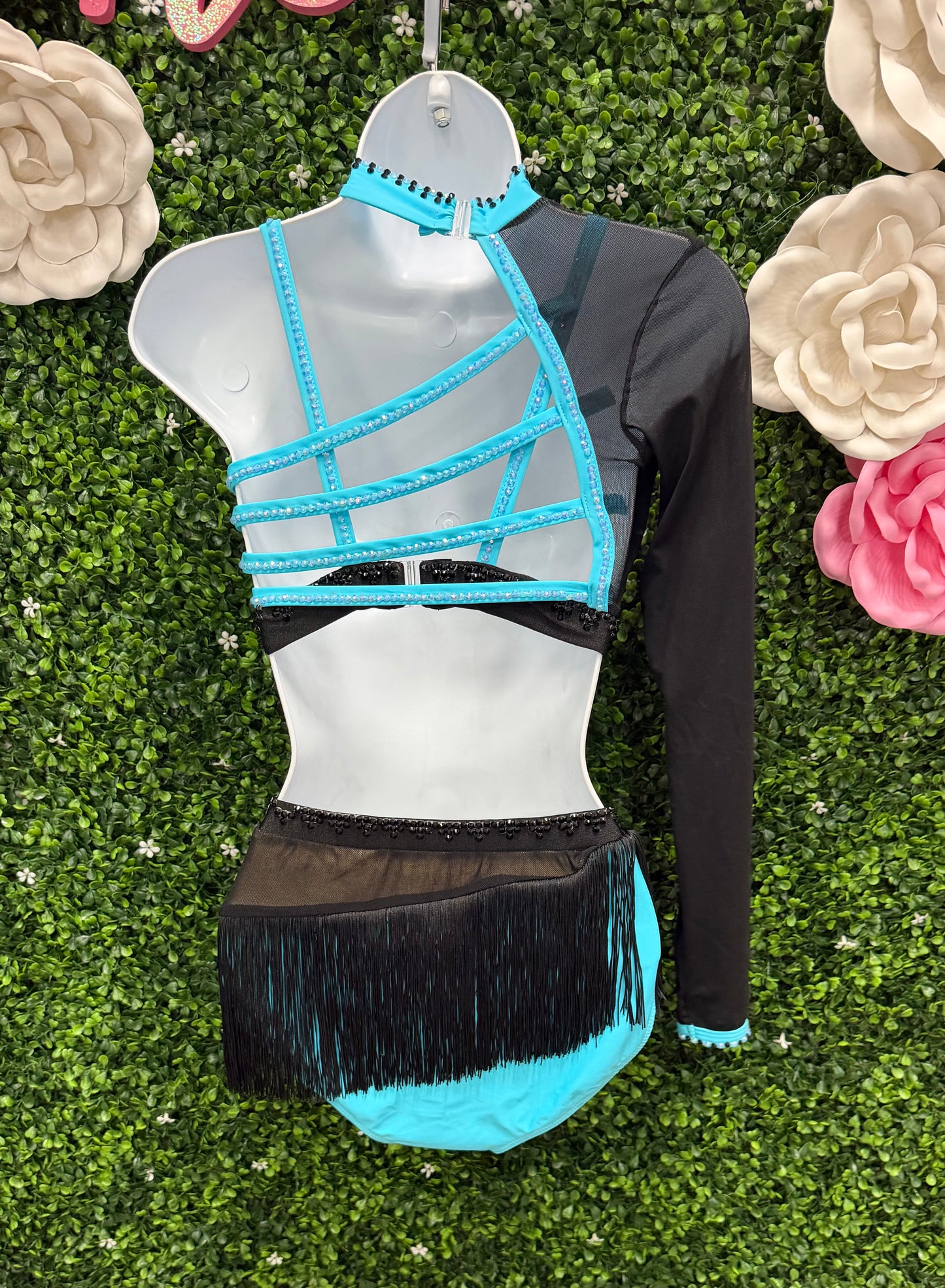 Adult Small Blue and Black Fringe Costume