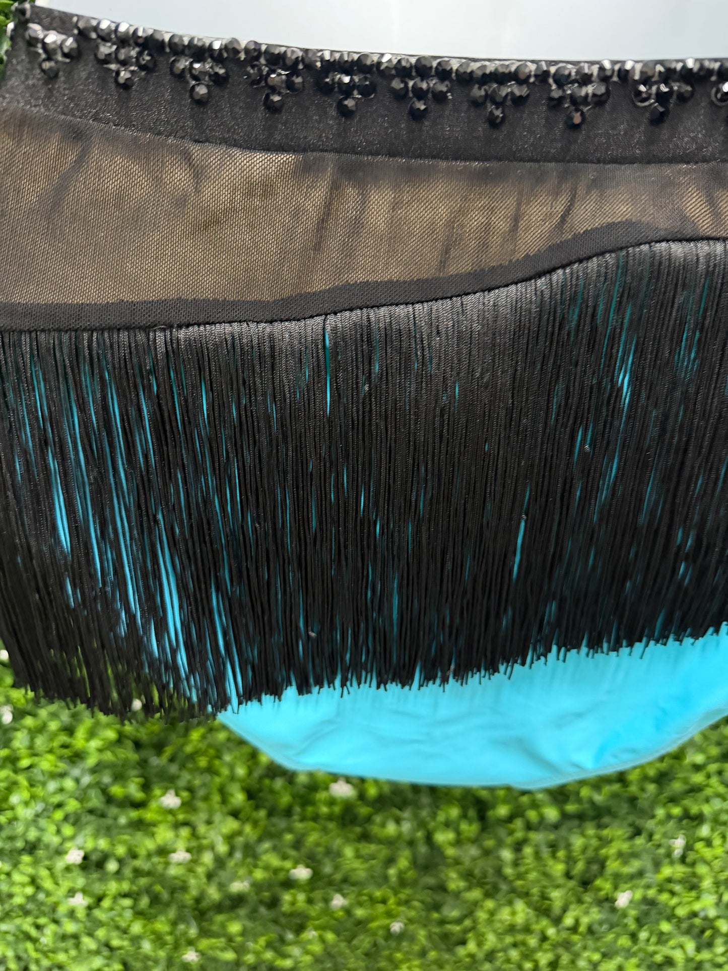 Adult Small Blue and Black Fringe Costume