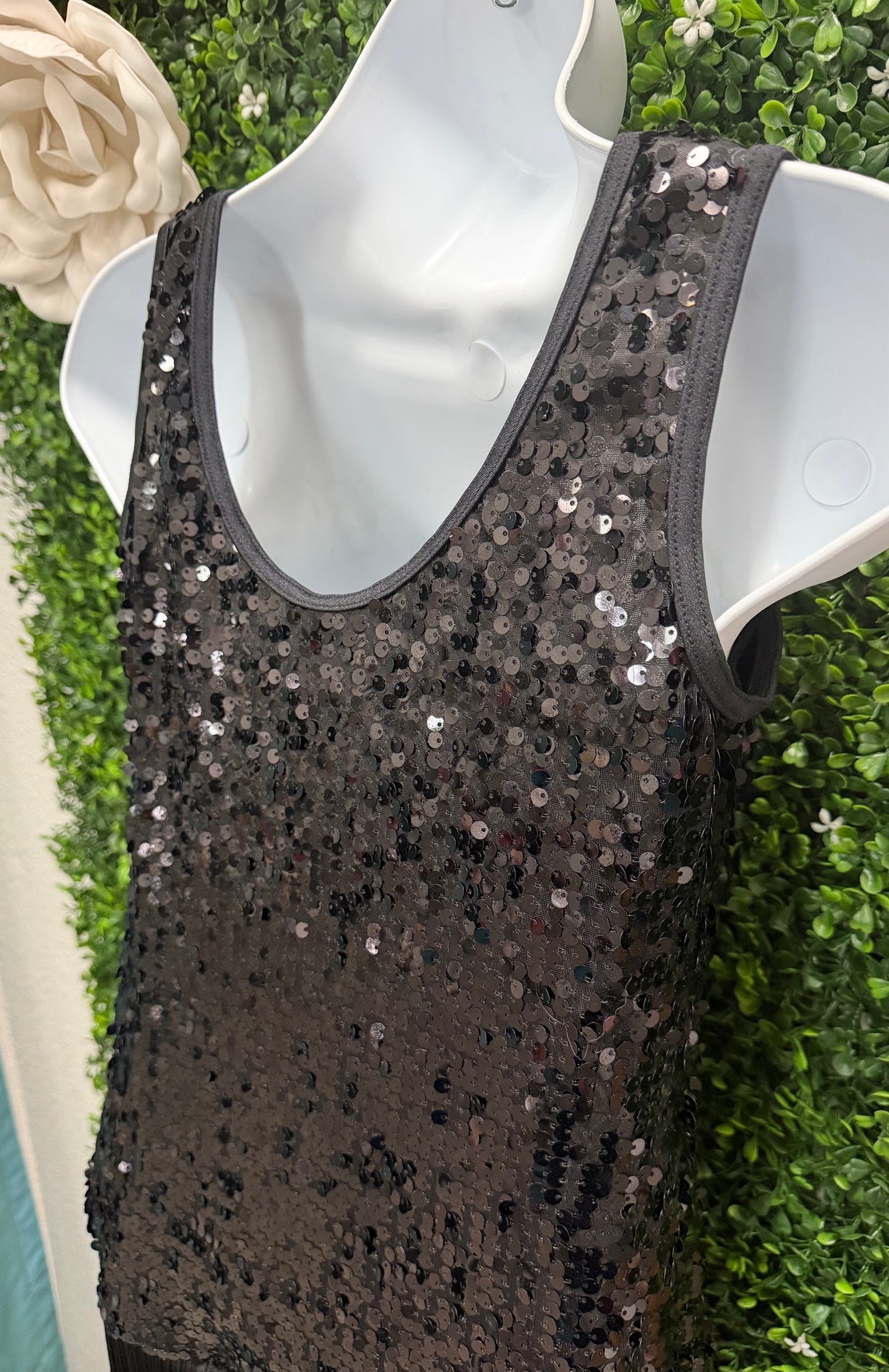 Child Large Black Sequin Fringe Dance Dress