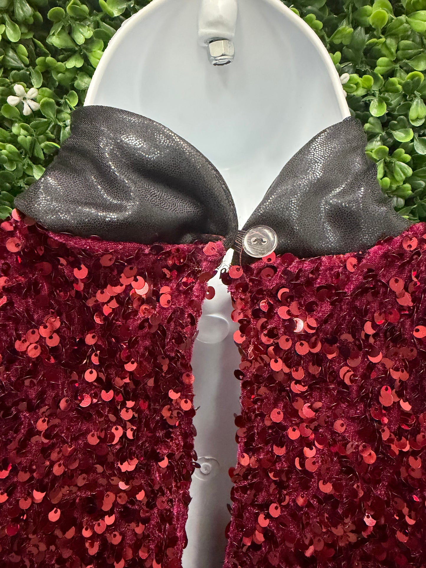 Child Large Velvet Sequin Maroon Dance Dress