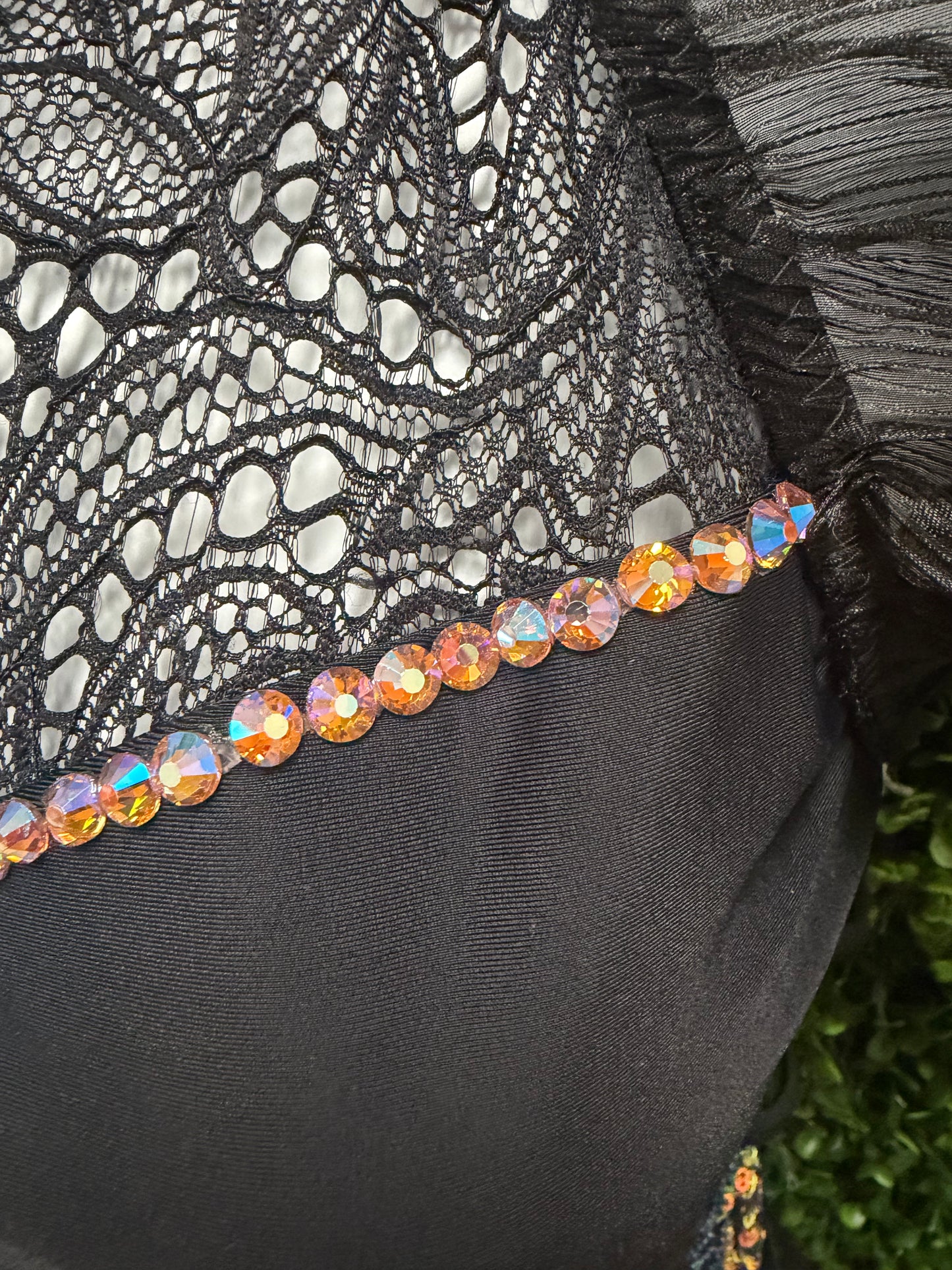 Adult Small Black Leotard with Multi Color Sequins