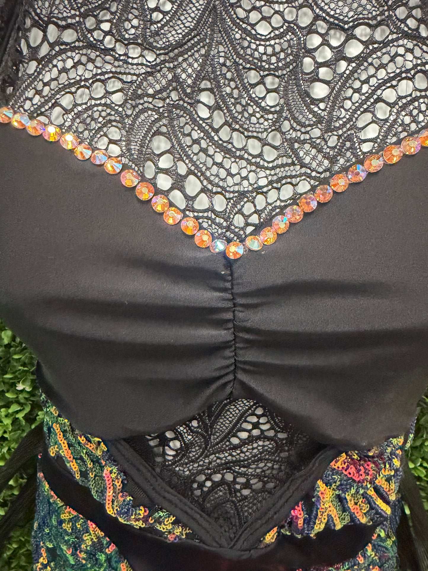 Adult Small Black Leotard with Multi Color Sequins