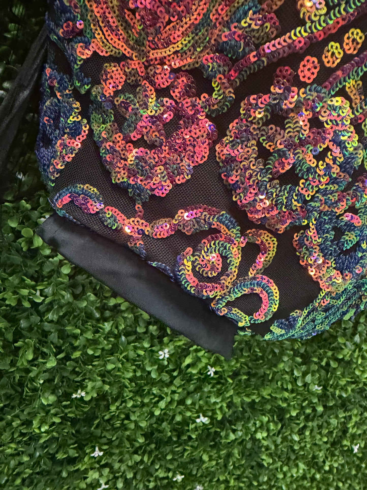 Adult Small Black Leotard with Multi Color Sequins
